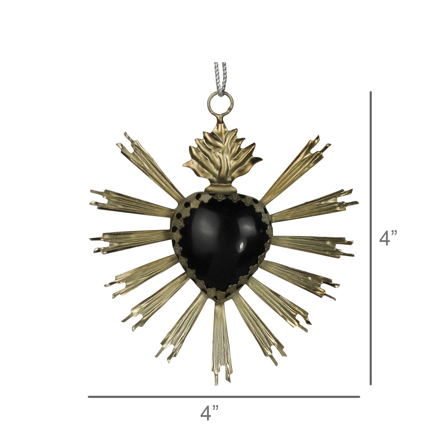 Black & Brass Heart Aflame Ornament