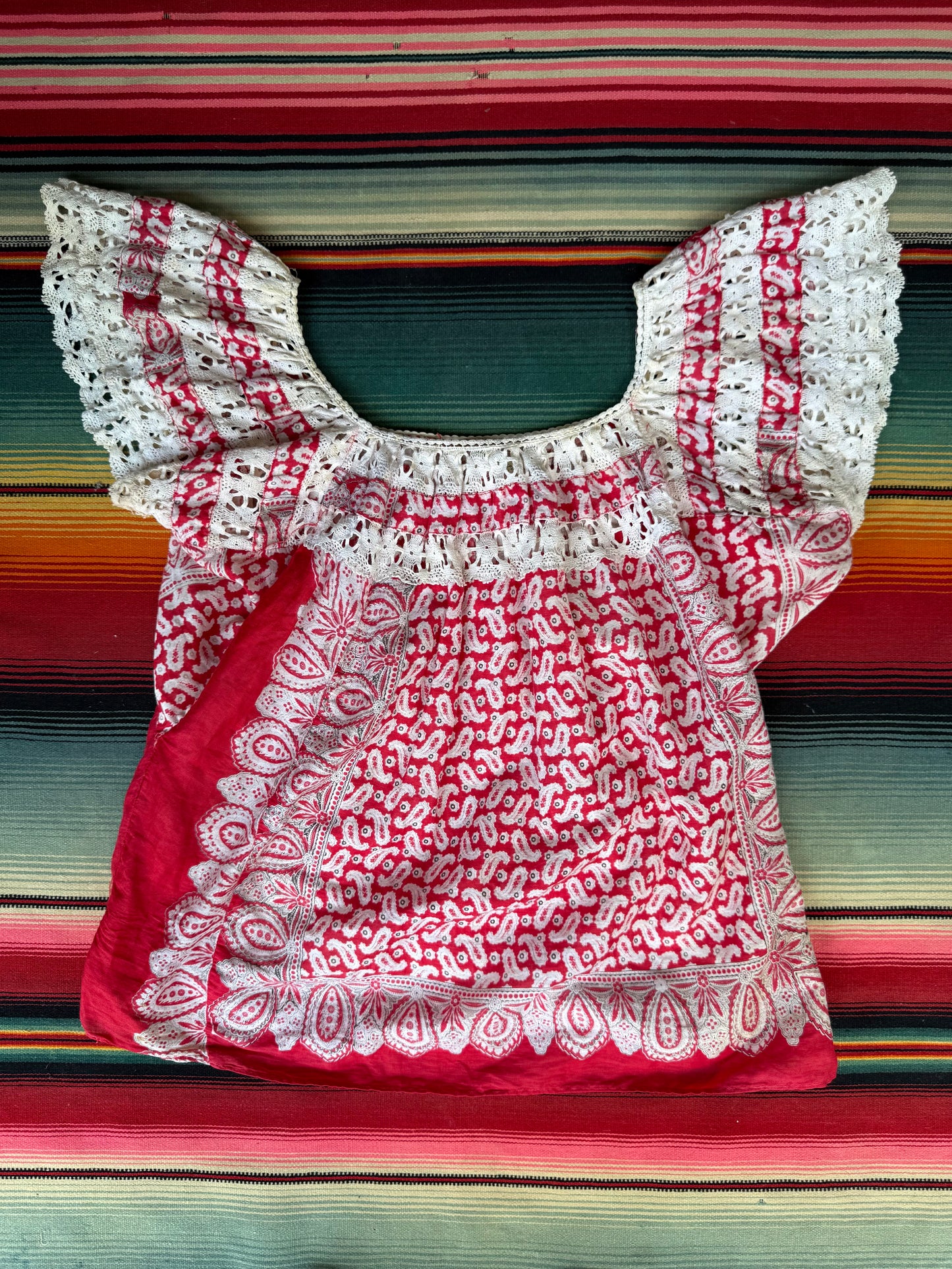 1950s Turkey Red Bandana Blouse+Skirt (CCV)