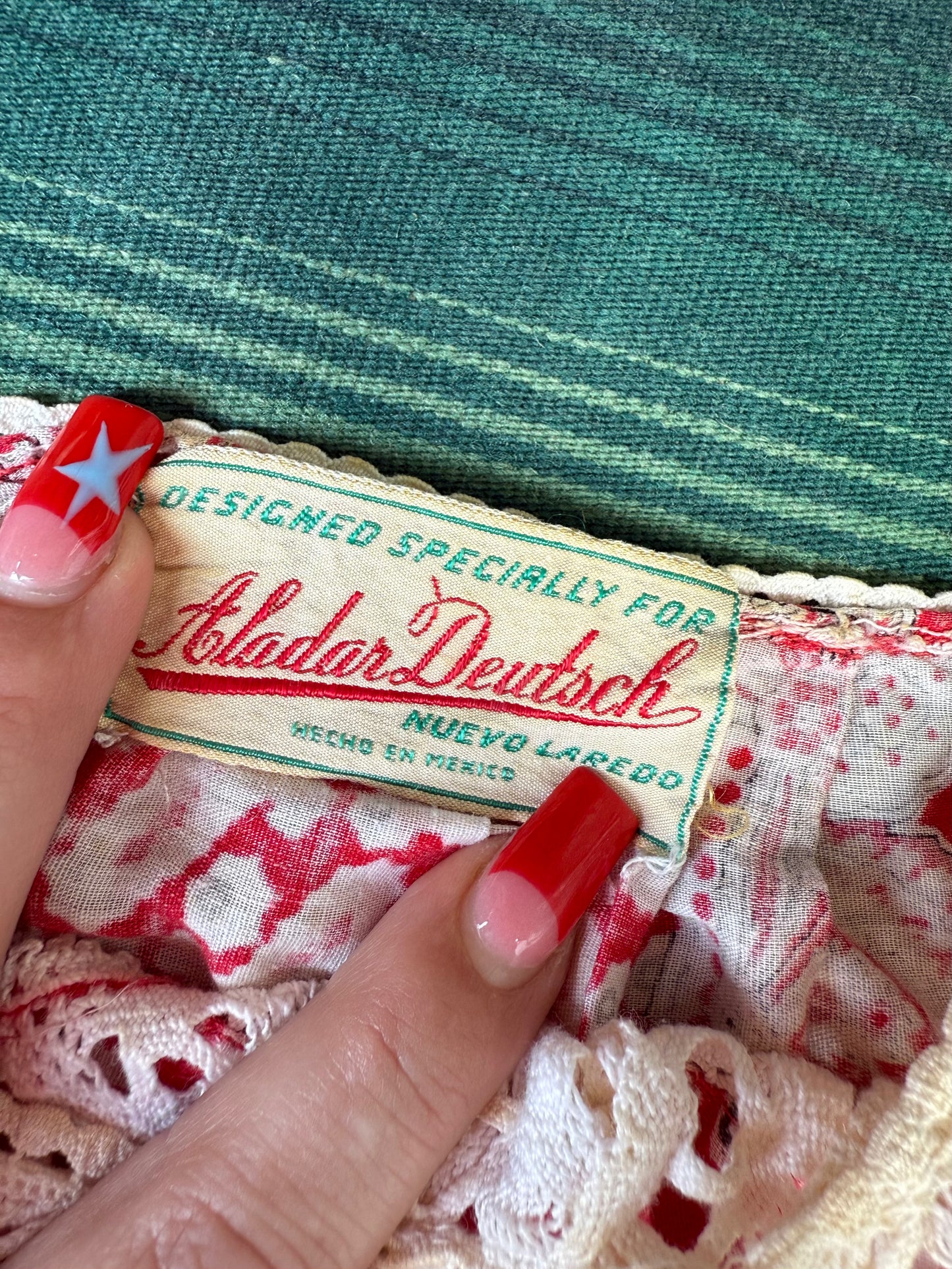 1950s Turkey Red Bandana Blouse+Skirt (CCV)