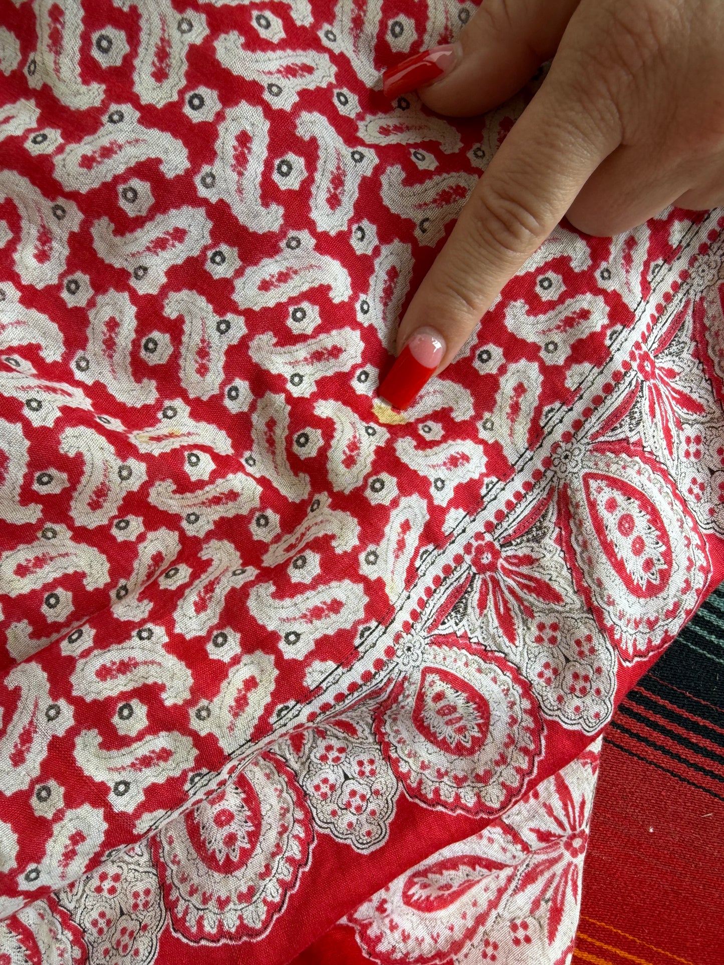 1950s Turkey Red Bandana Blouse+Skirt (CCV)