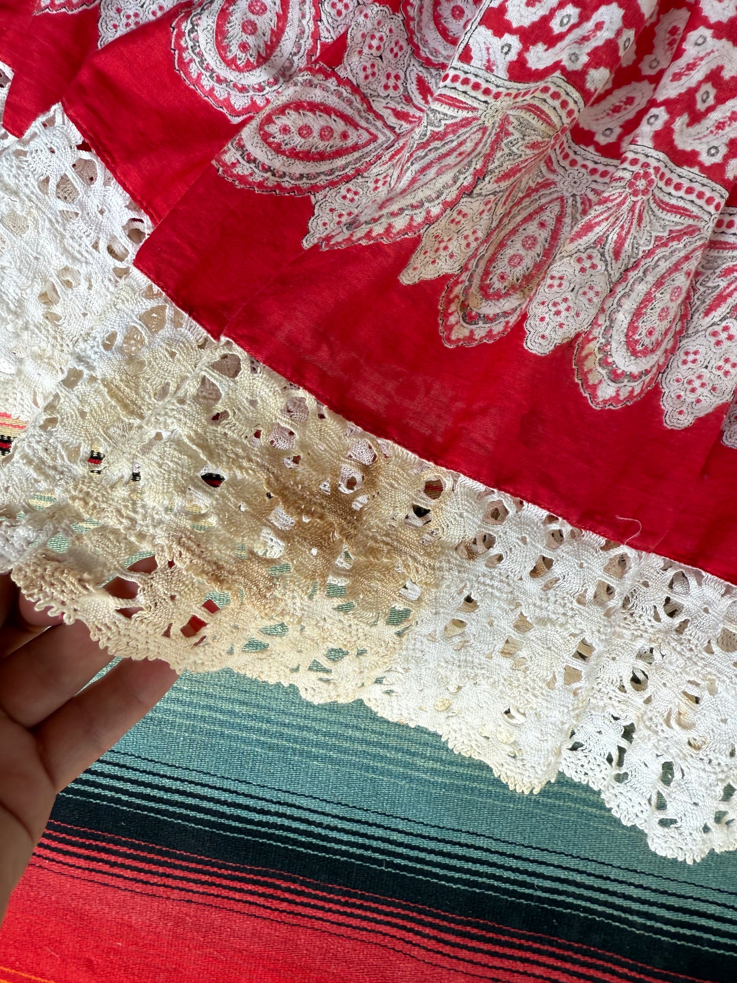 1950s Turkey Red Bandana Blouse+Skirt (CCV)