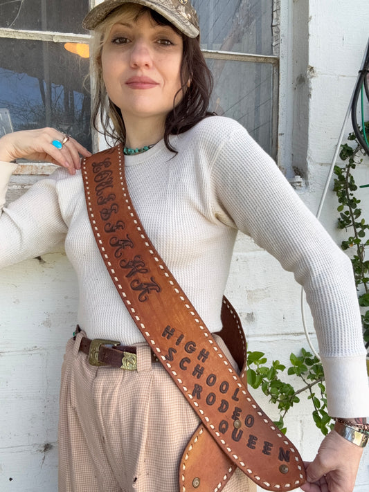 Vintage Tooled Leather Rodeo Queen Sash