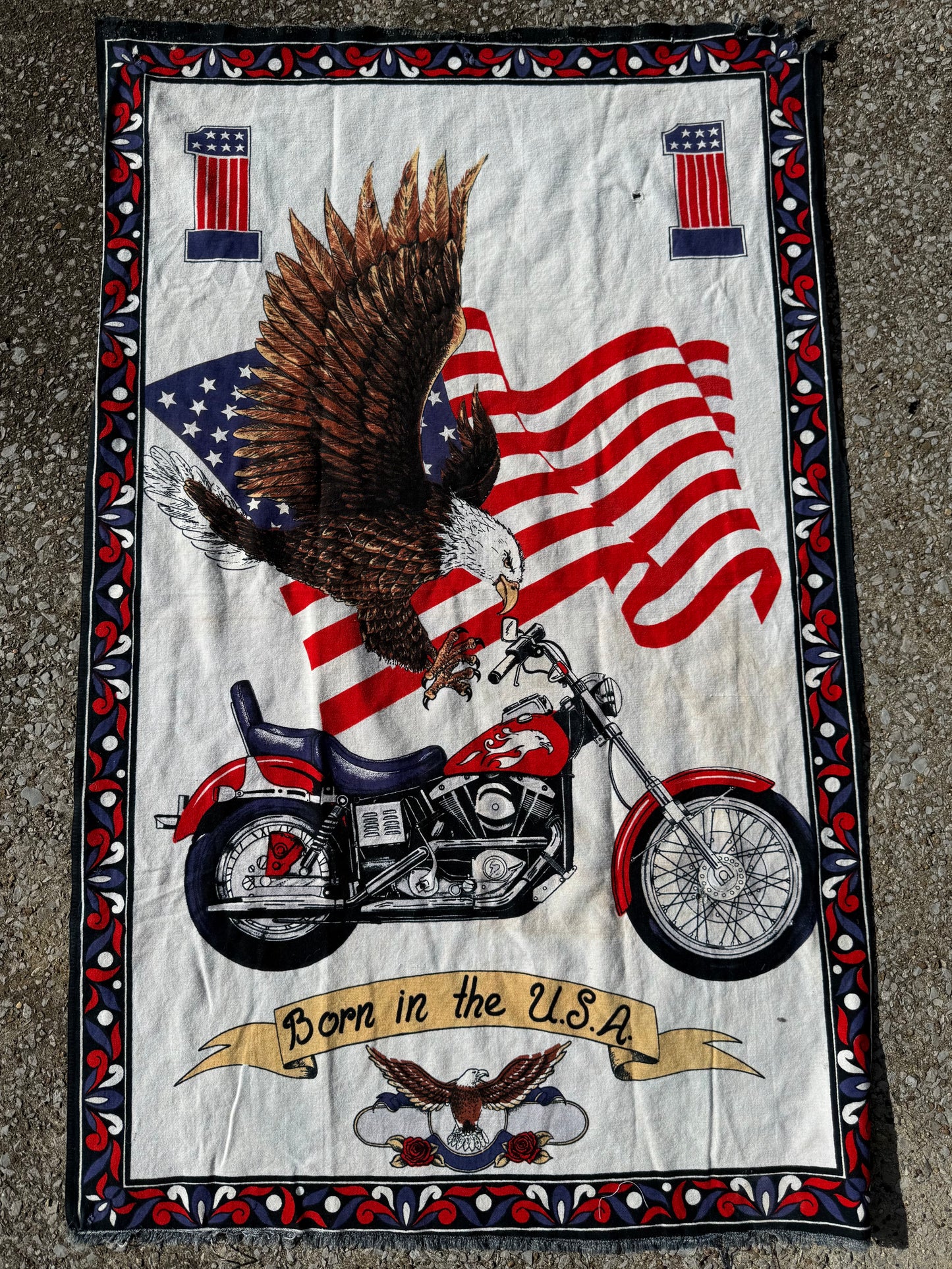 Vintage Motorcycle Born in the USA Tapestry