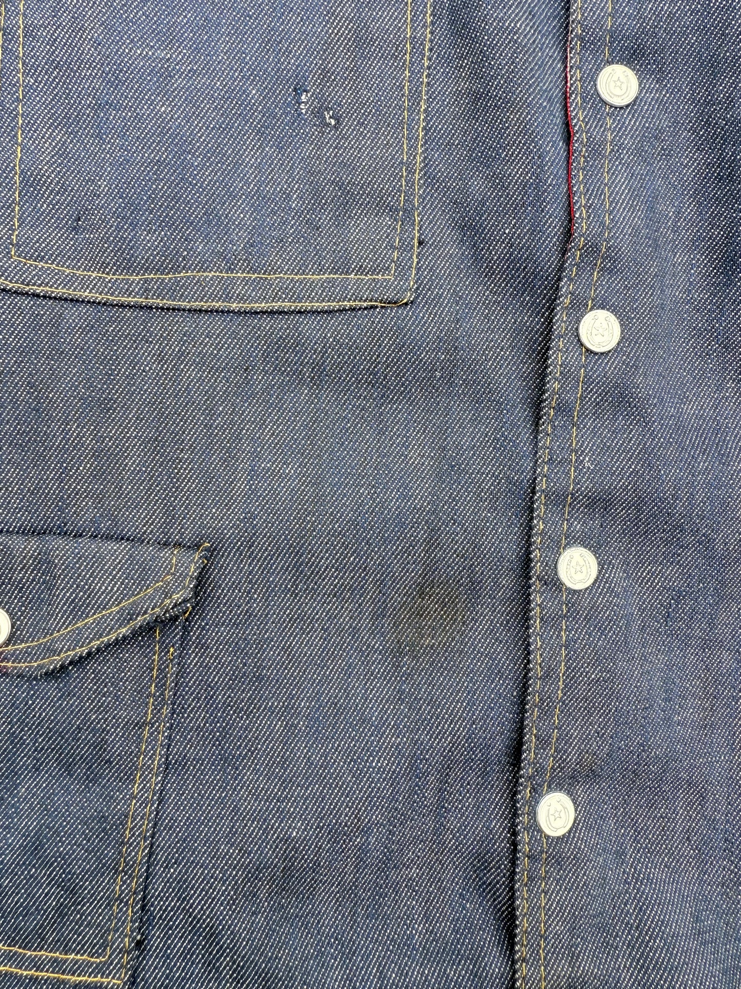1970s Handmade Selvedge Denim Biker Vest w/ Harley Patch (C)