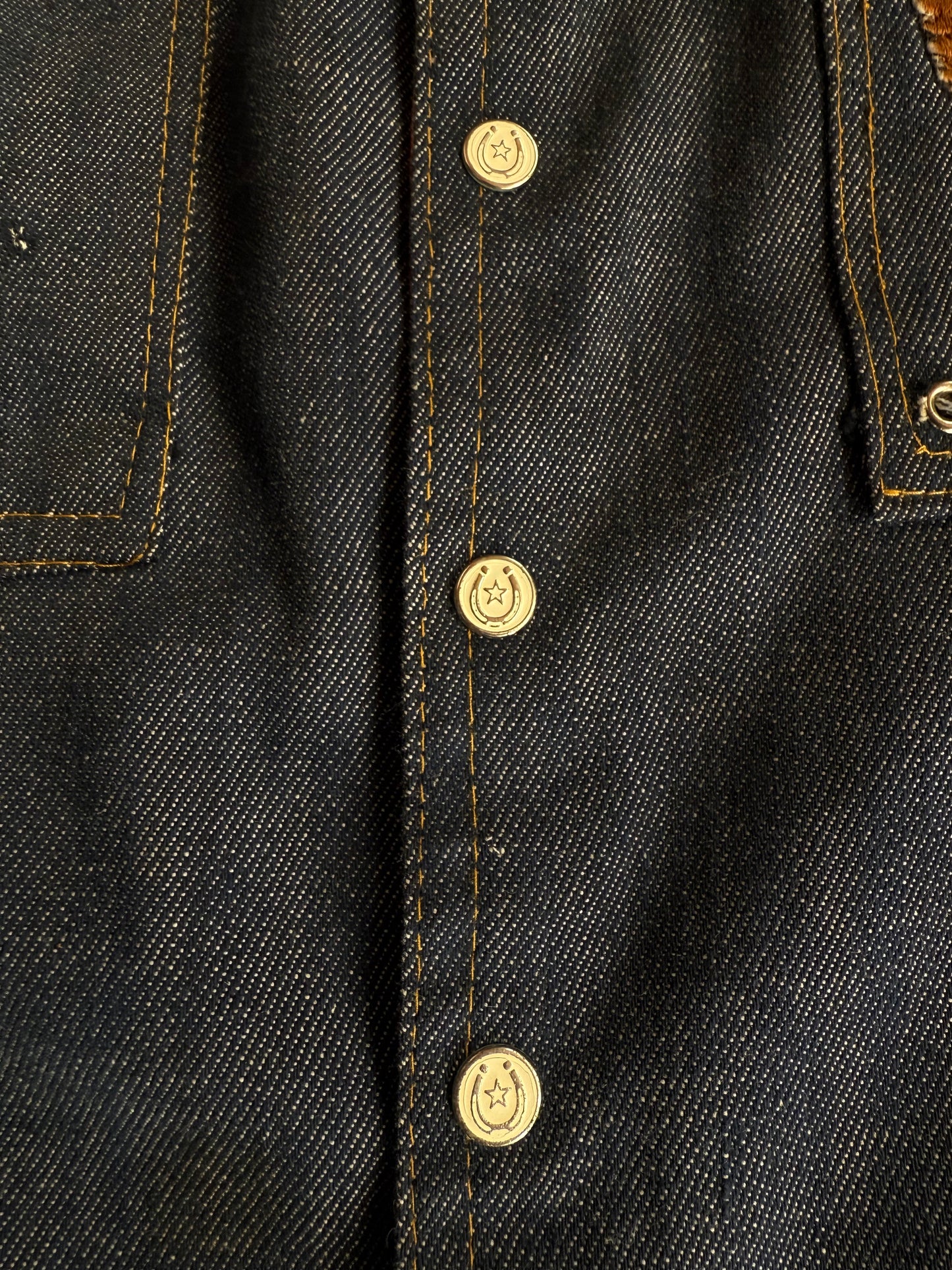 1970s Handmade Selvedge Denim Biker Vest w/ Harley Patch (C)