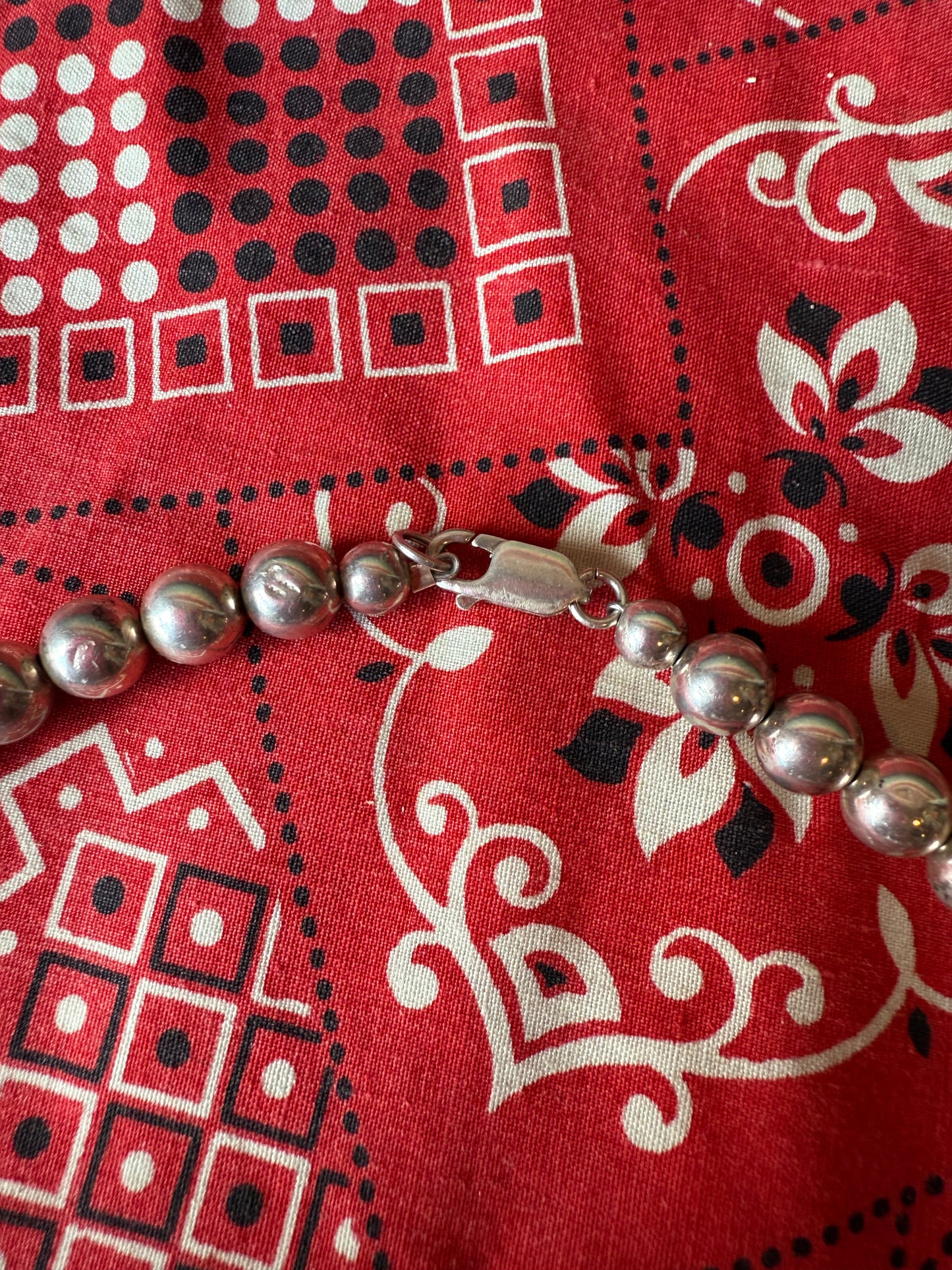 Vintage Sterling Pearl Necklace with Sterling and Turquoise Pendant