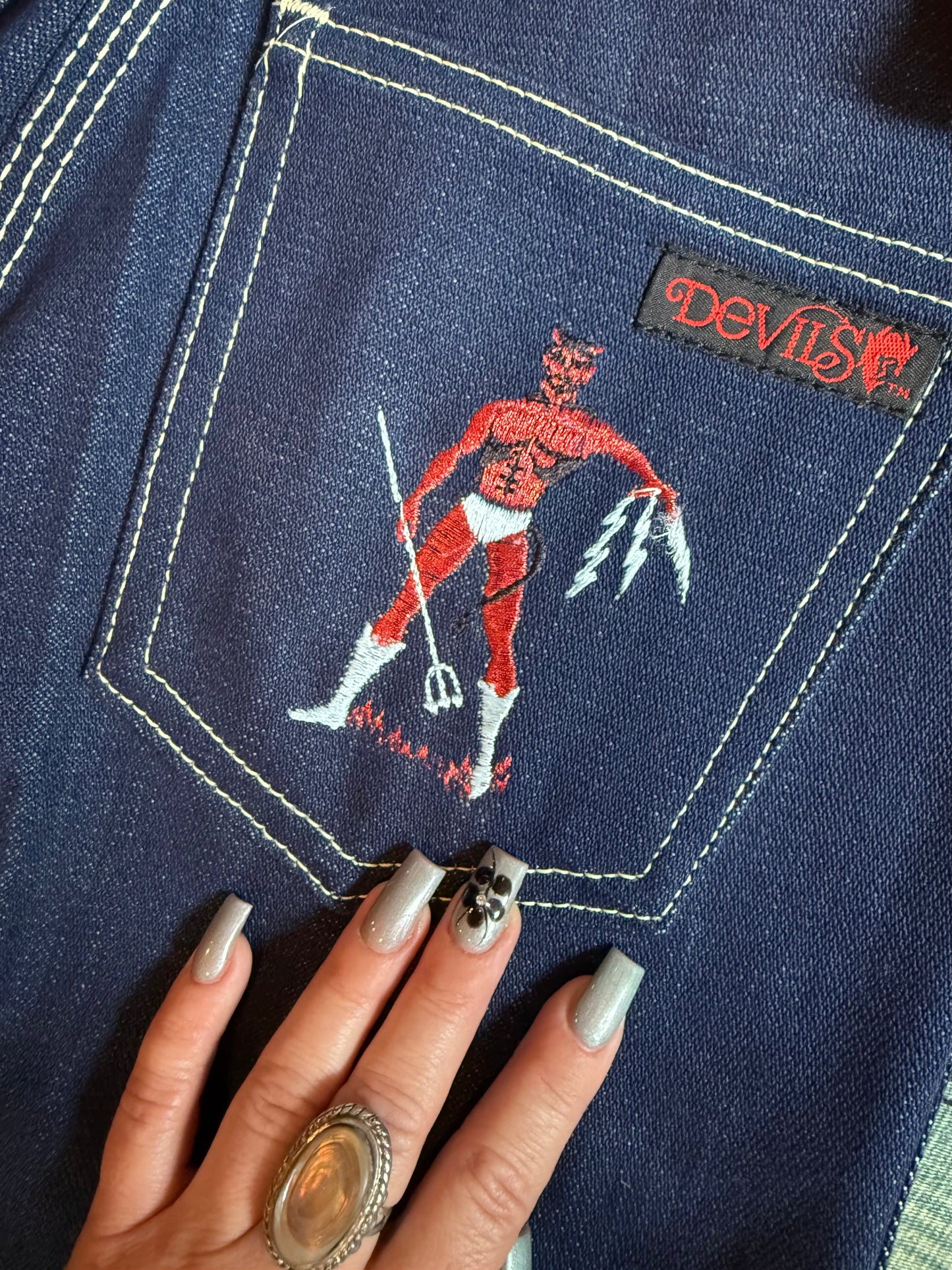 1980s Deadstock Devils Embroidered Jeans