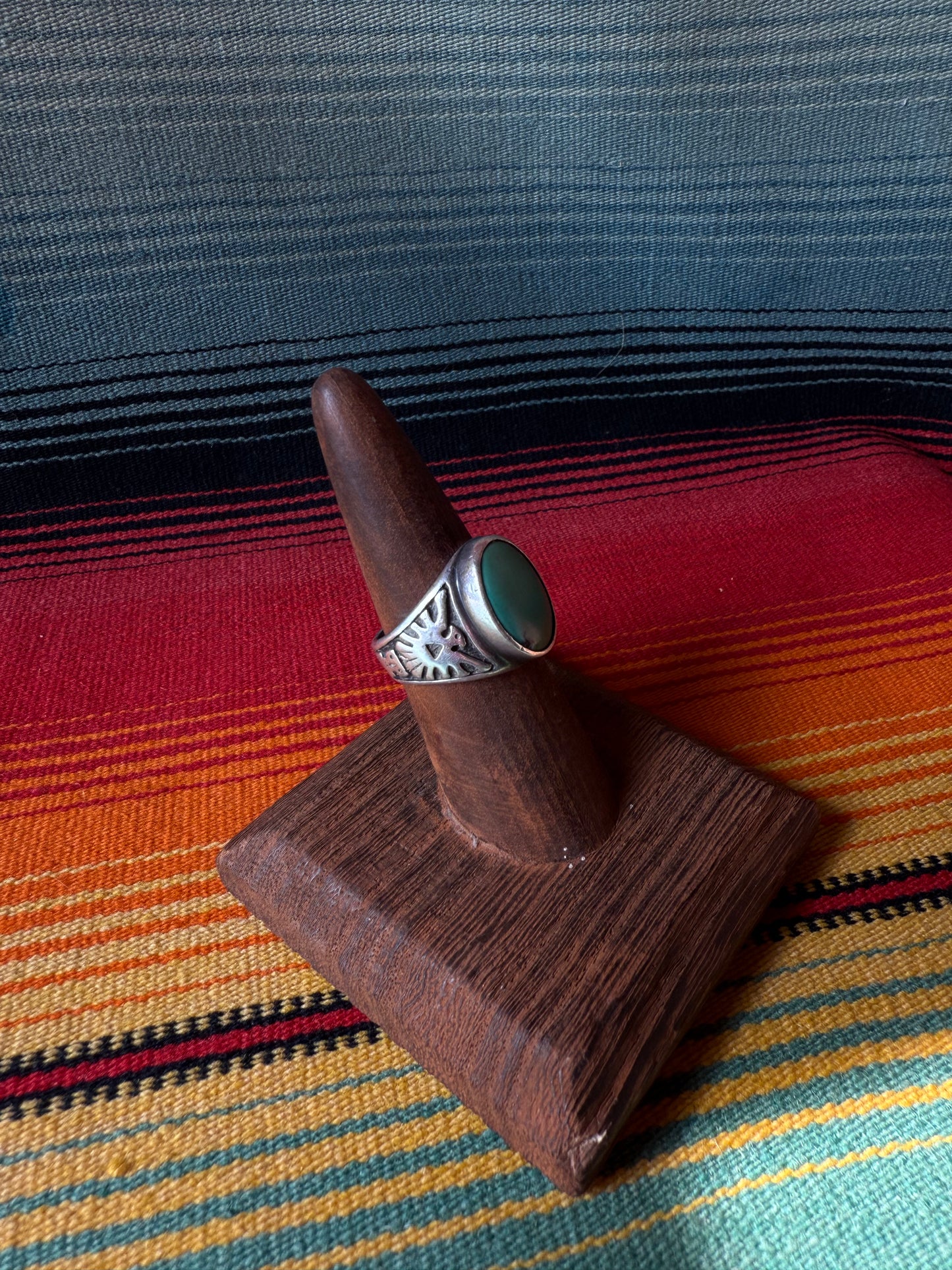 Oval Stone Thunderbird Band Ring