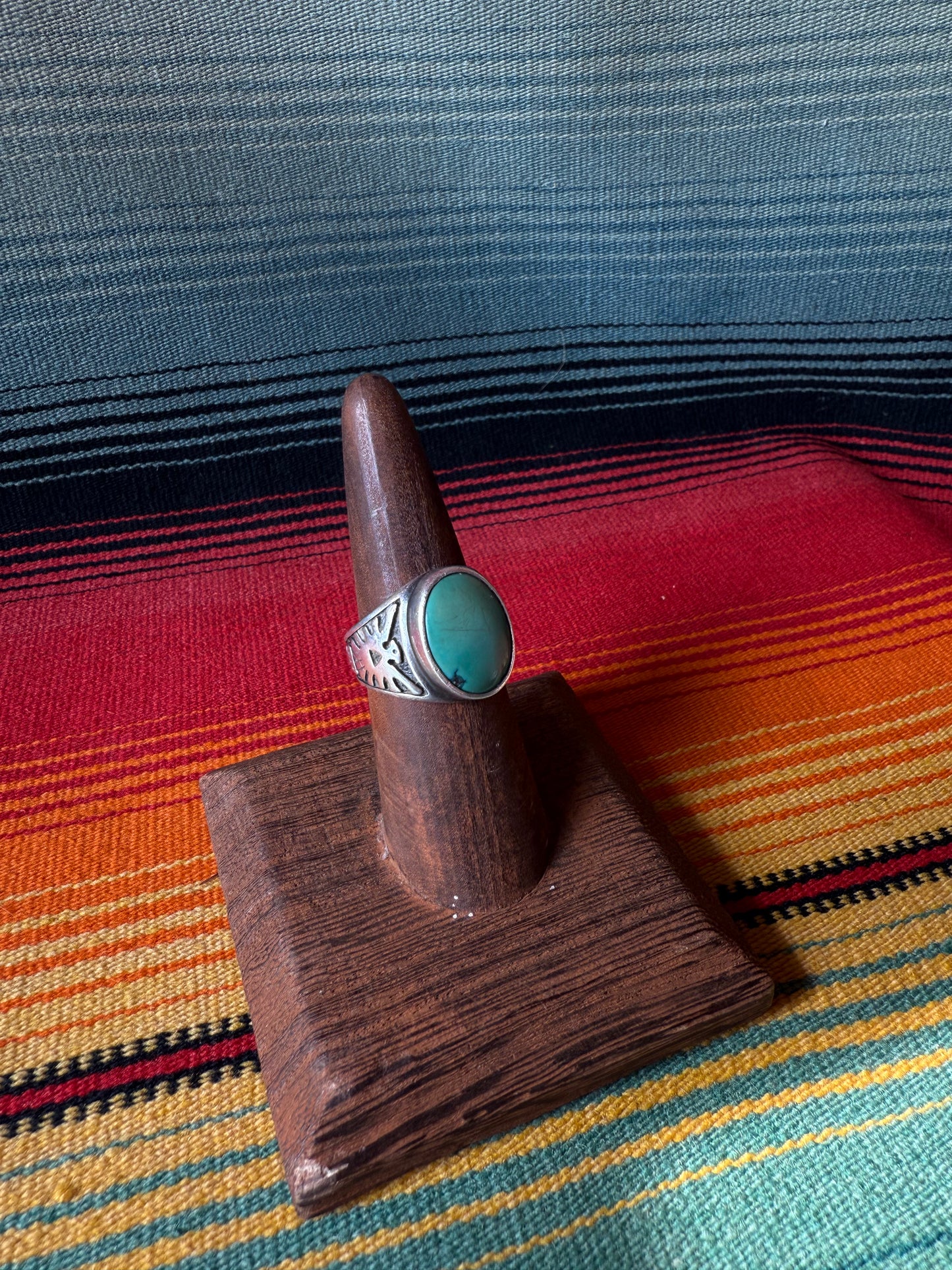 Oval Stone Thunderbird Band Ring
