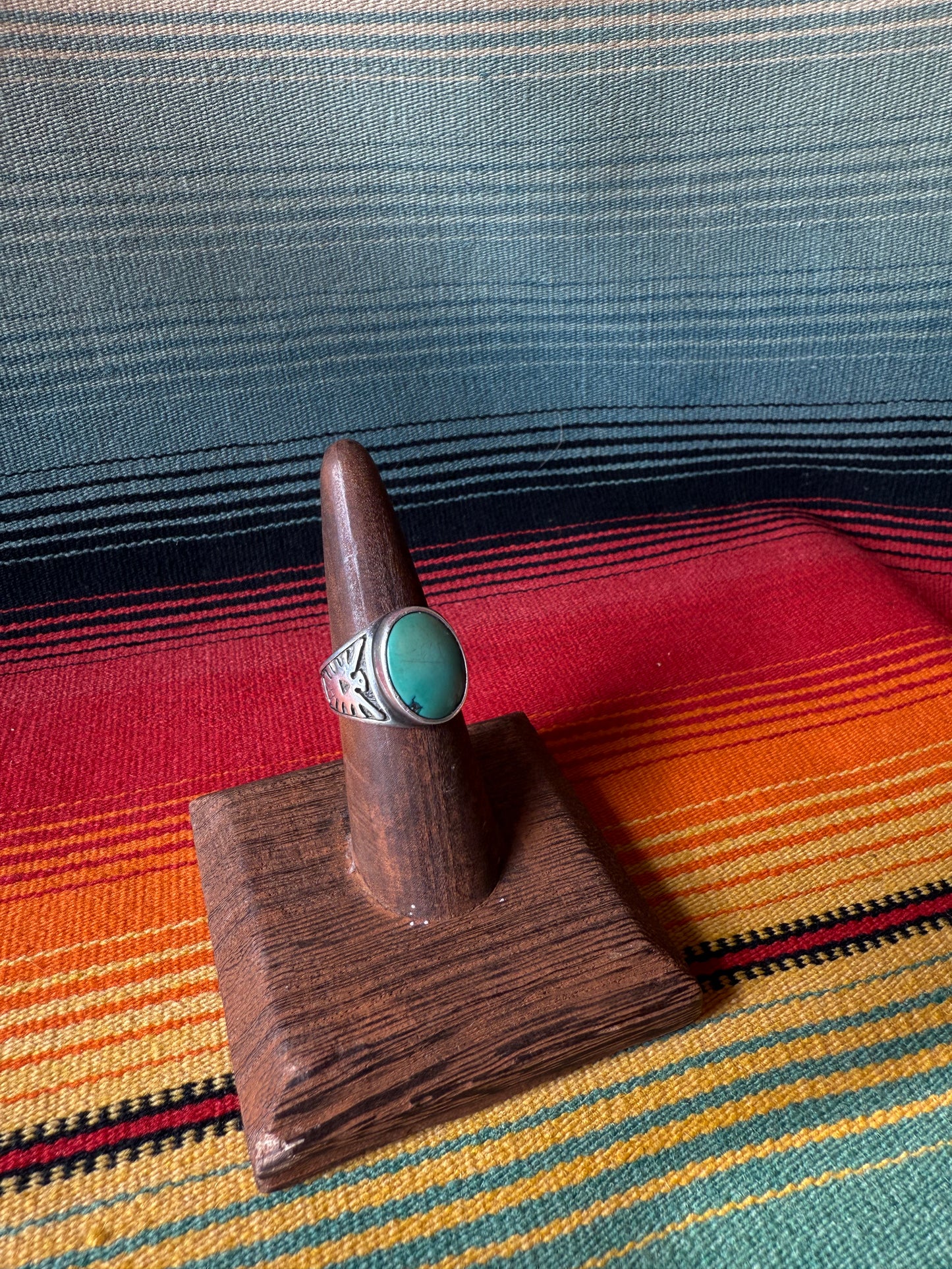 Oval Stone Thunderbird Band Ring