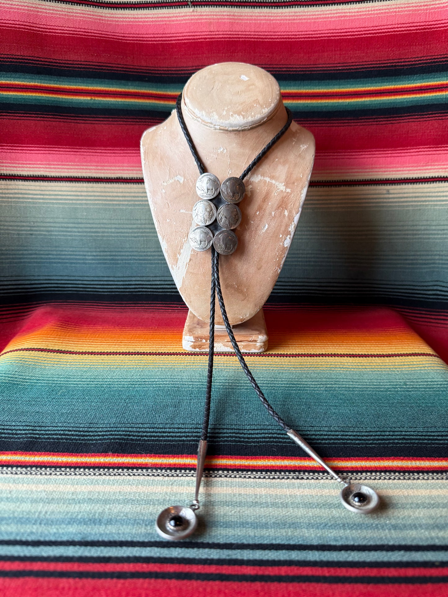 Vintage Buffalo Nickel and Onyx Bolo