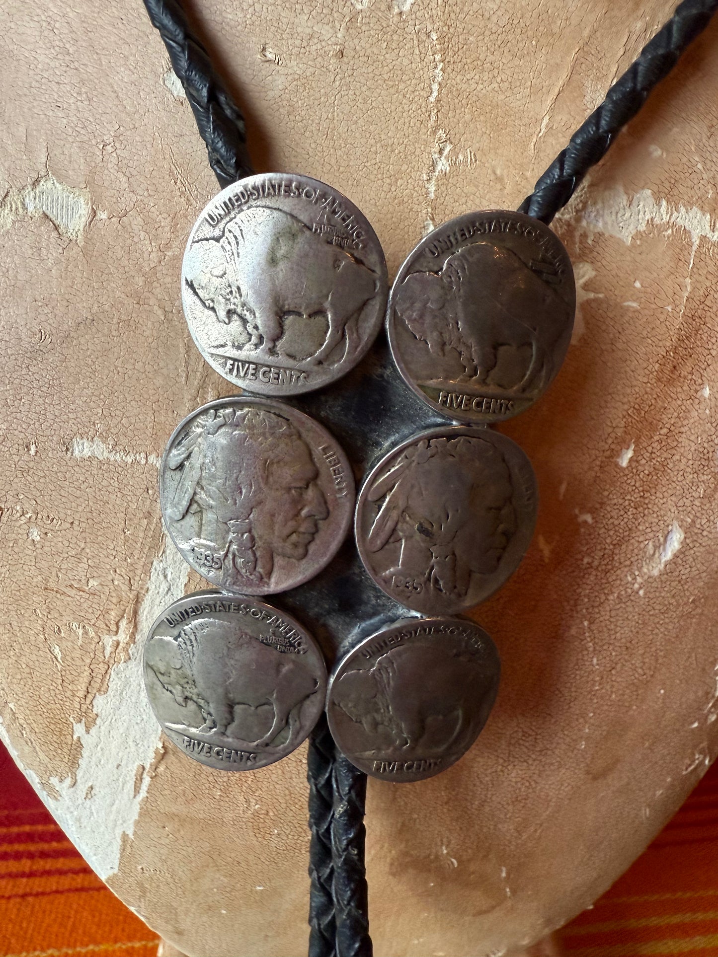 Vintage Buffalo Nickel and Onyx Bolo
