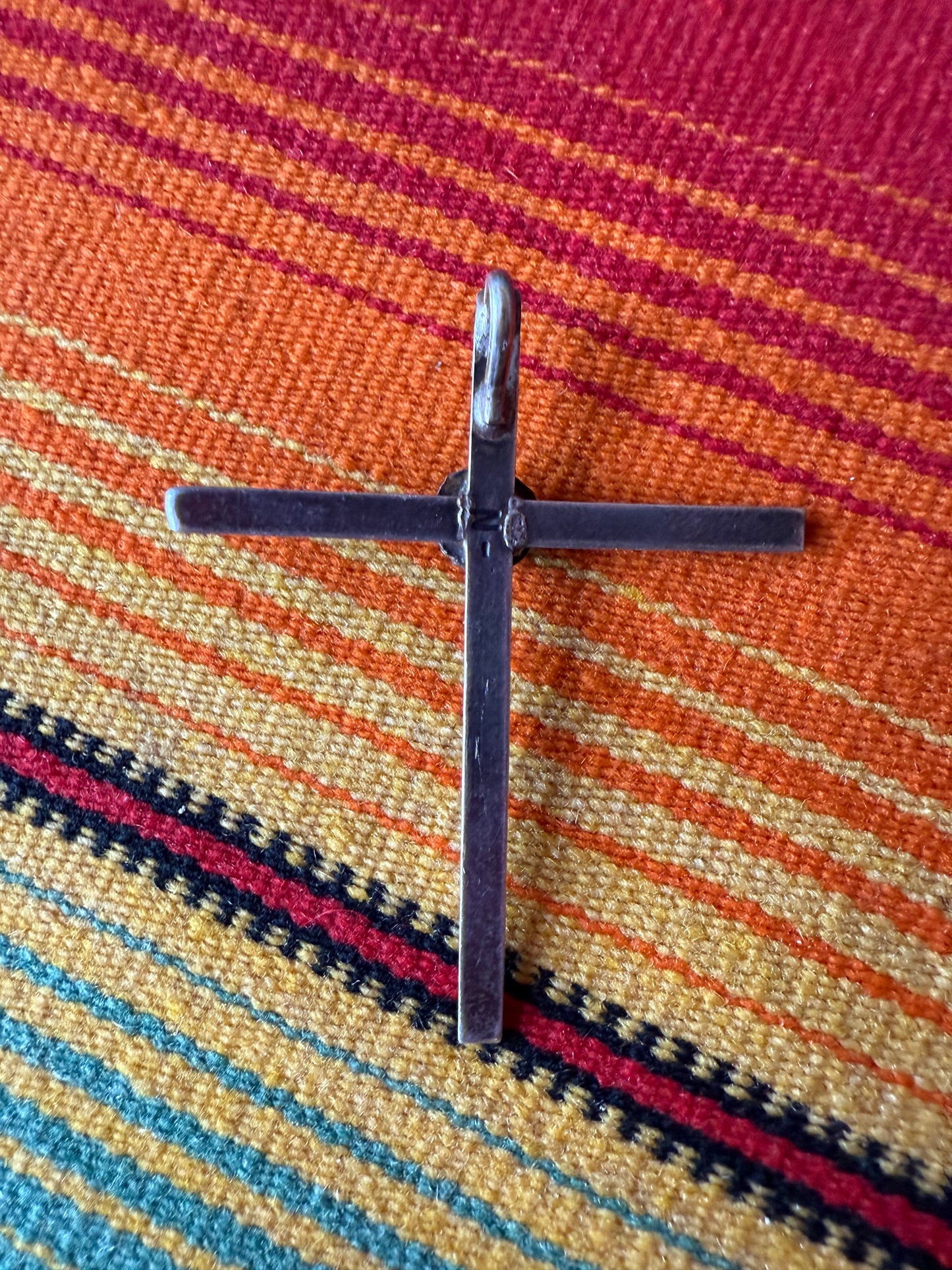 Vintage Sterling and Turquoise Cross Pendant