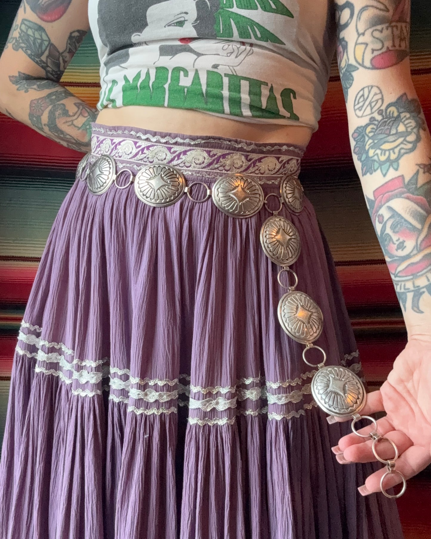 Vintage Signed Sterling Concho Belt