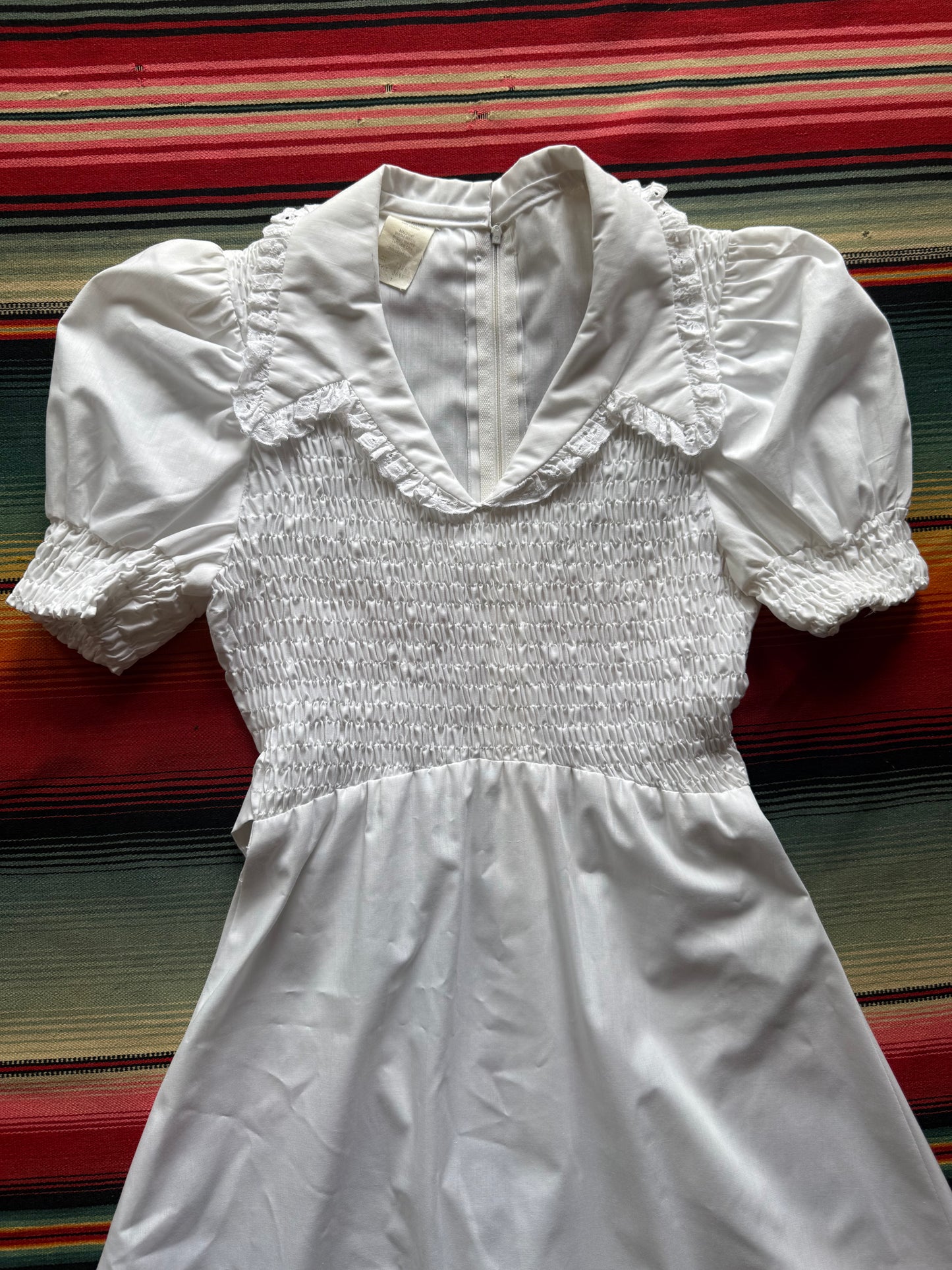 1970s White Puff Sleeve Dress (JM)