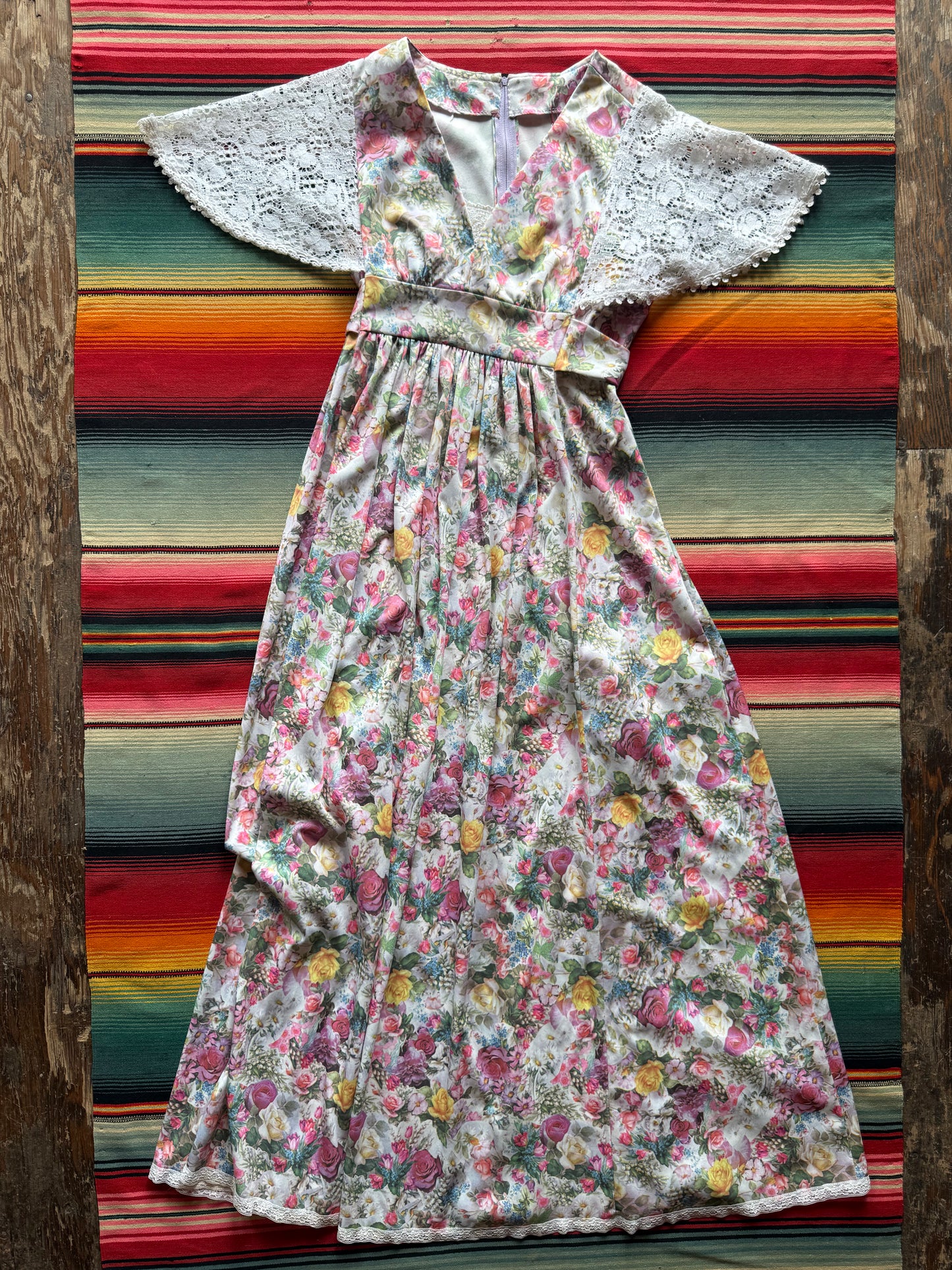1970s Floral Maxi Dress (LR)