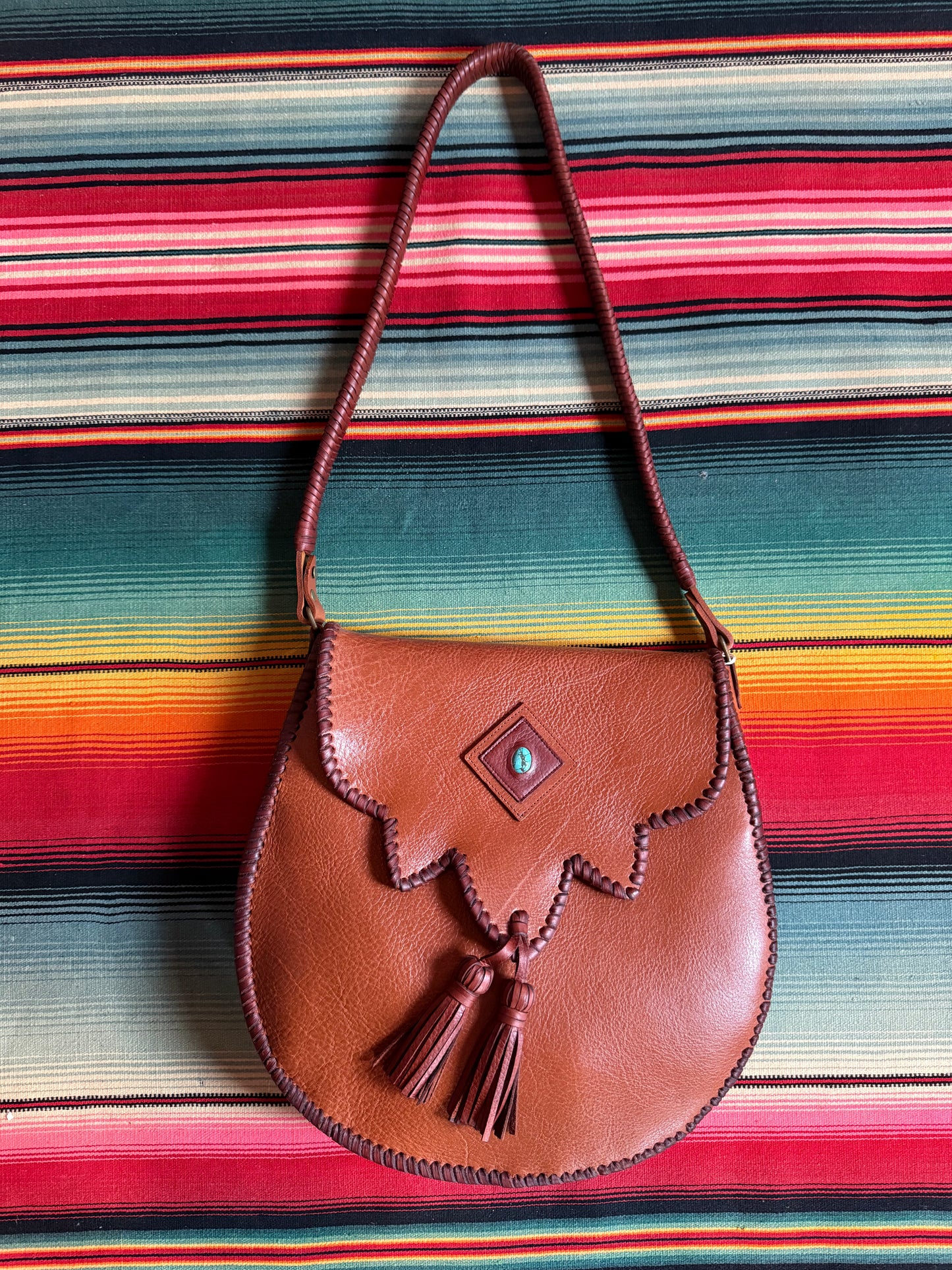 Native Rainbow Tassel Bag with Arizona Turquoise