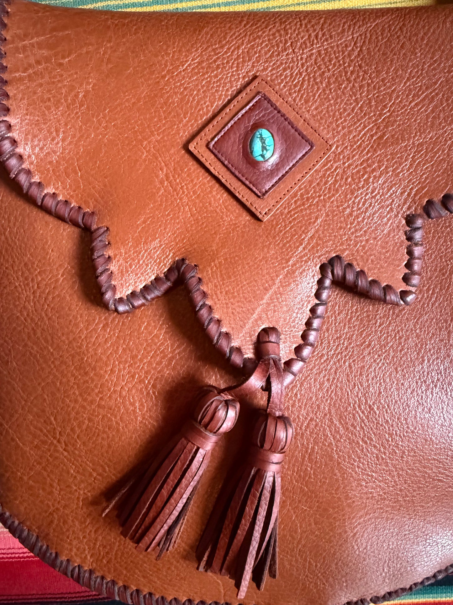 Native Rainbow Tassel Bag with Arizona Turquoise
