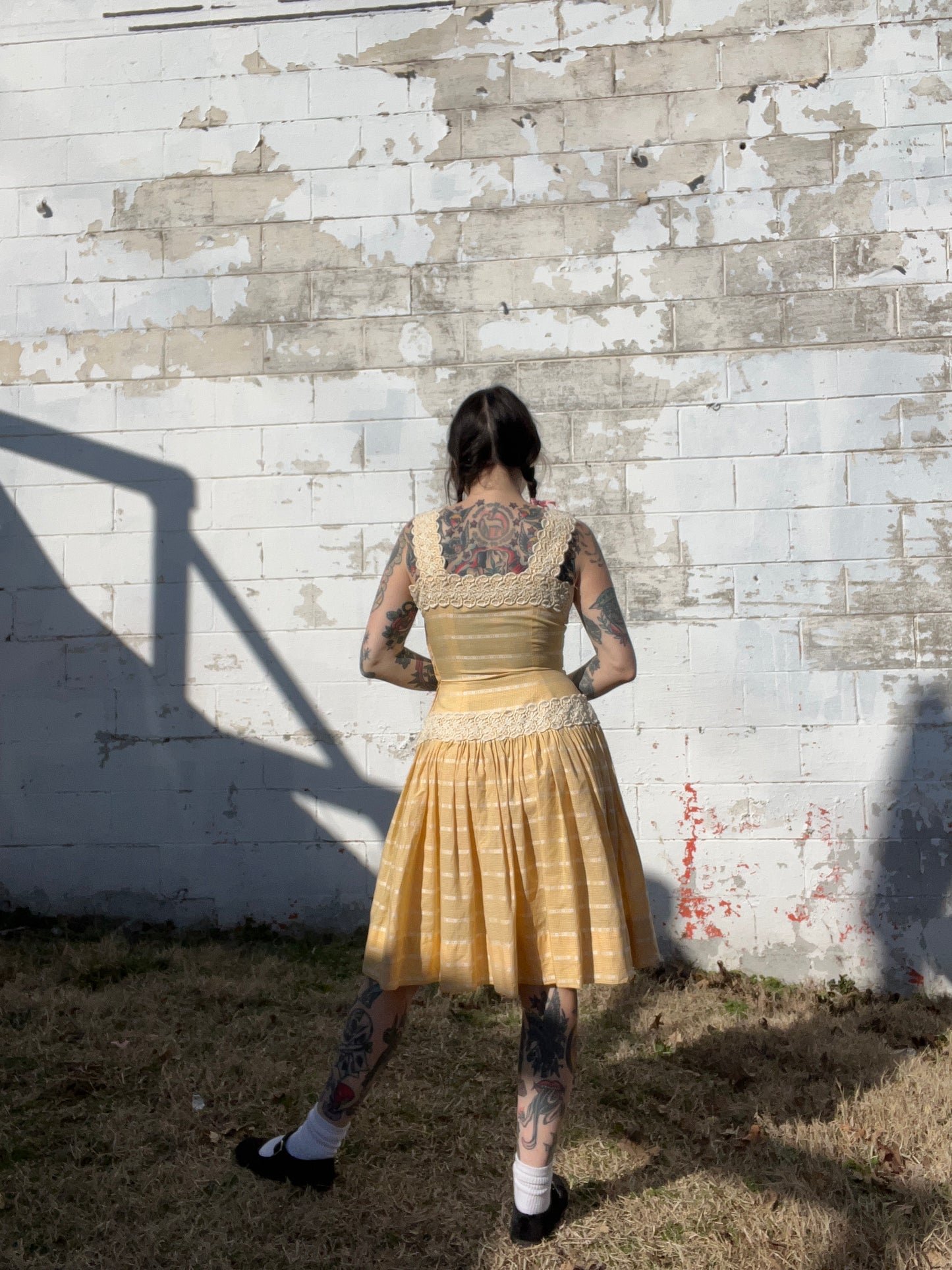 1950s Handmade Marigold & Lace Dress High Class Hillbilly 1950s Handmade Marigold & Lace Dress High Class Hillbilly