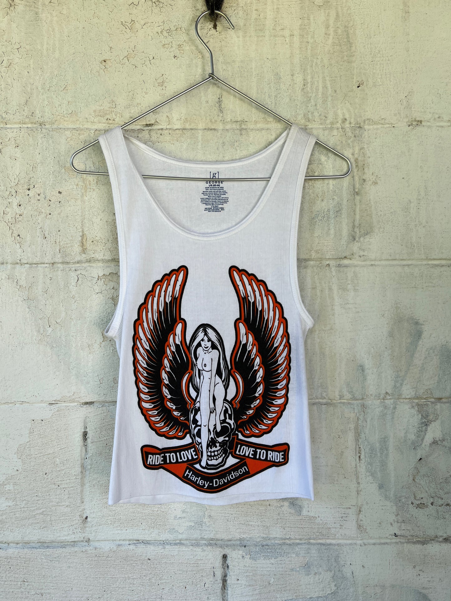“Ride to Love, Love to Ride” Harley Tank, Large, White