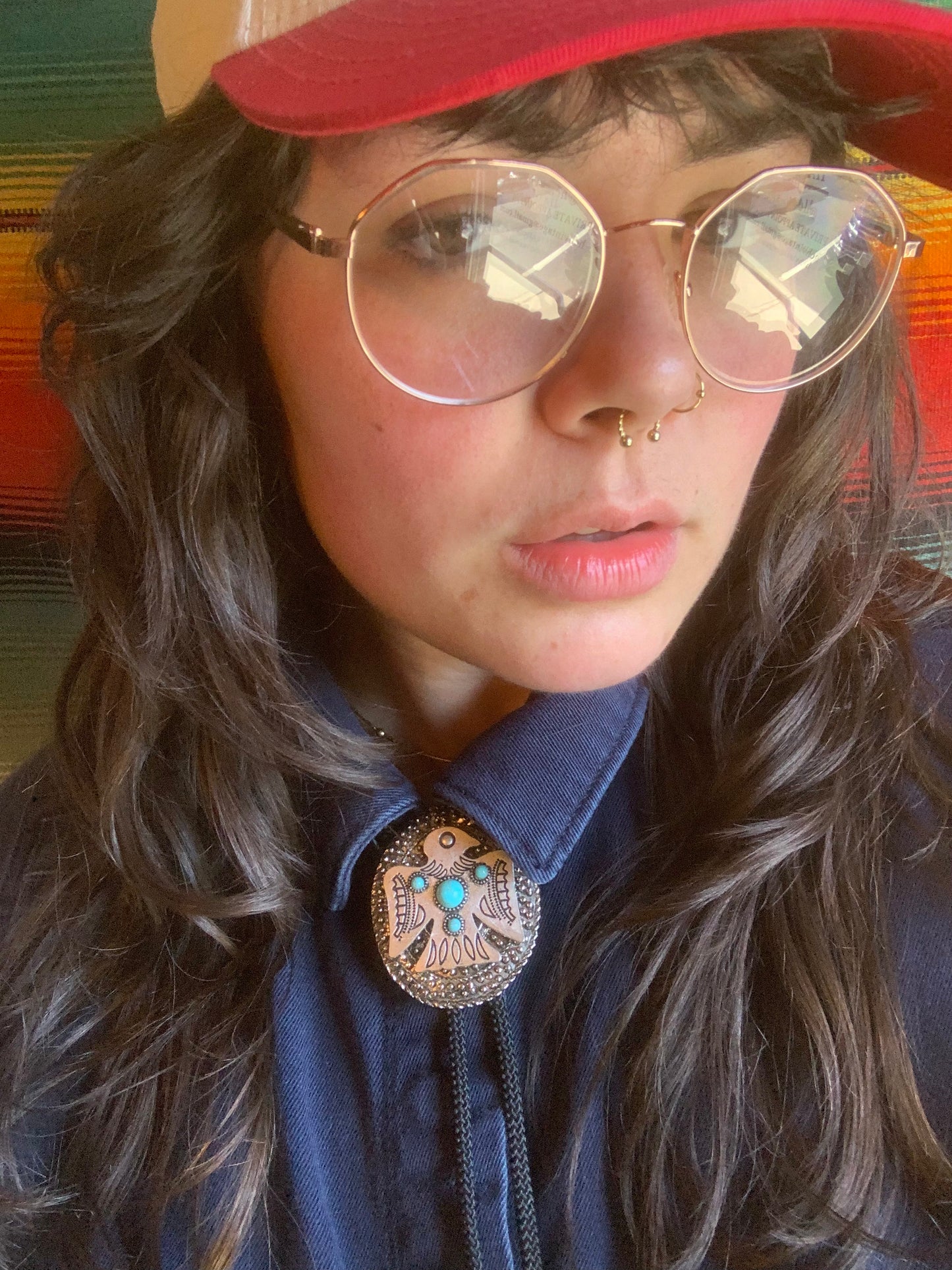 Turquoise Thunderbird Pendant Bolo Tie