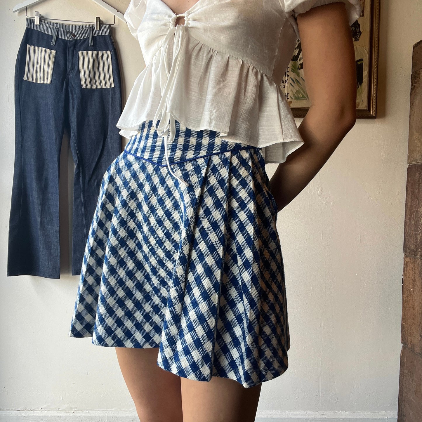 70's A-Line Gingham Mini Skirt