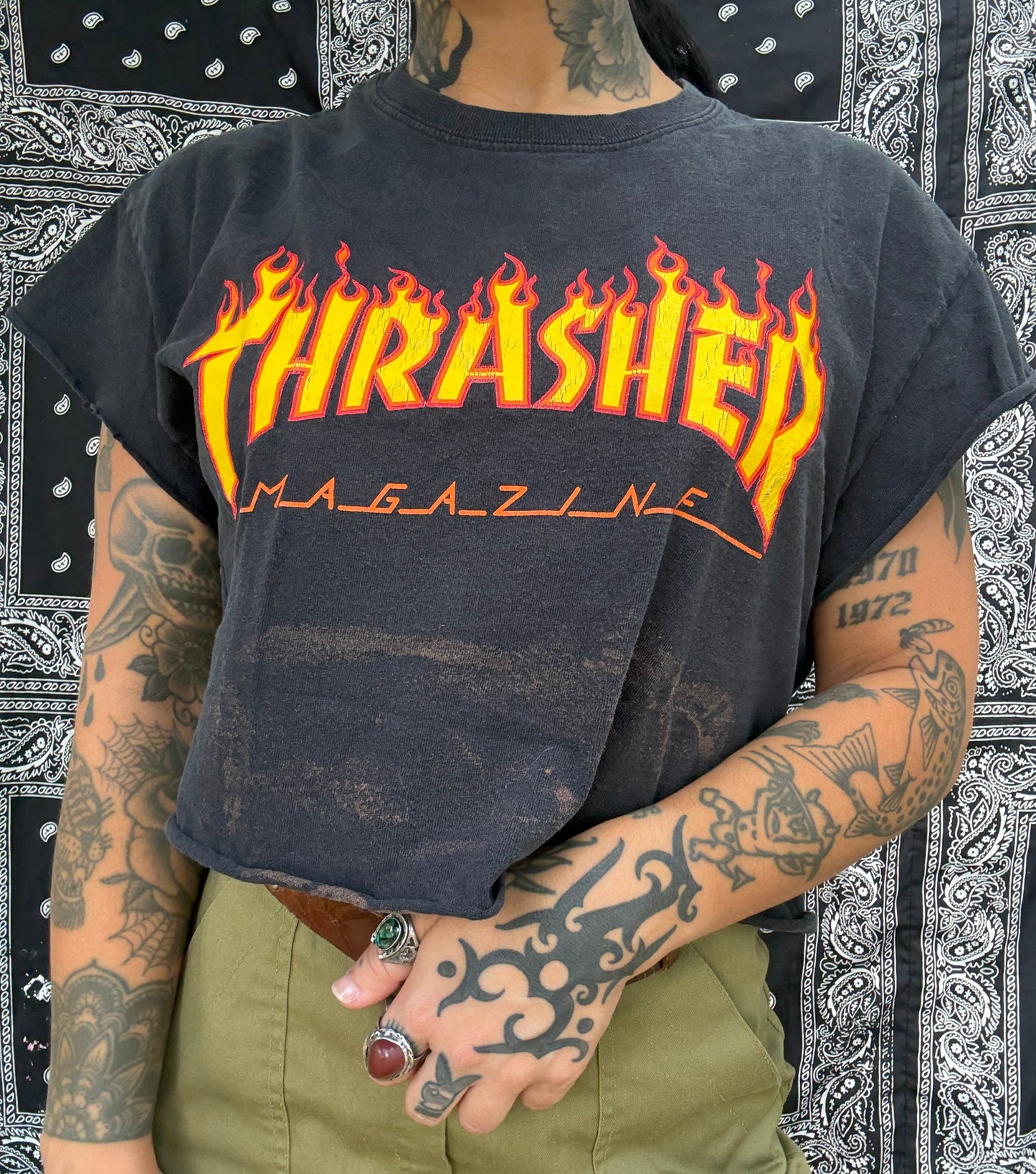 Bleached and Cropped Thrasher Tee