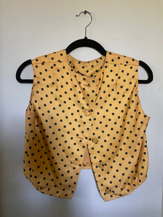 60s Yellow Polka Dot Top