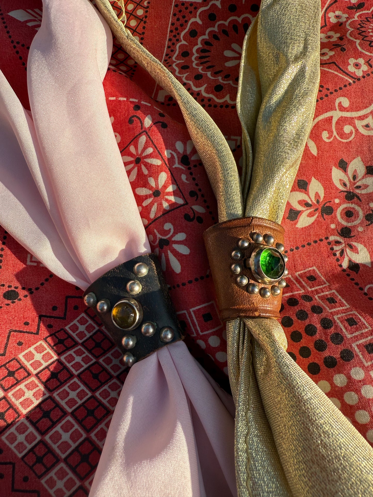 1950s Studded Leather Scarf Slide (JM)