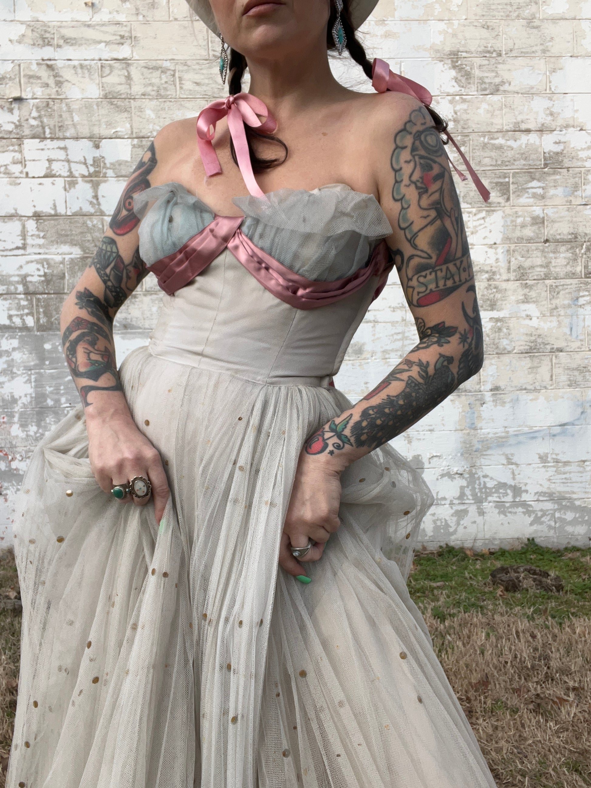 1950s satin dress Vintage Retro Classic Tea Length Satin Dress DV2071 Size 16 / Ivory