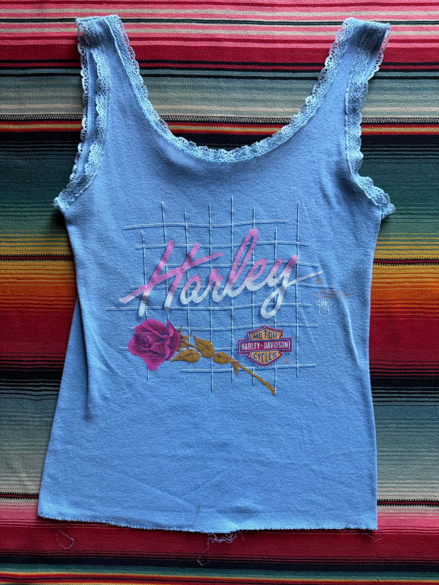 1980s Blue Harley Tank