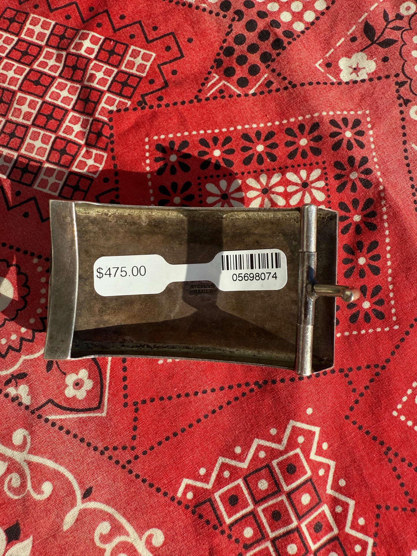 vintage Mexican sterling Silver Horse Head HorseShoe - abalone belt buckle