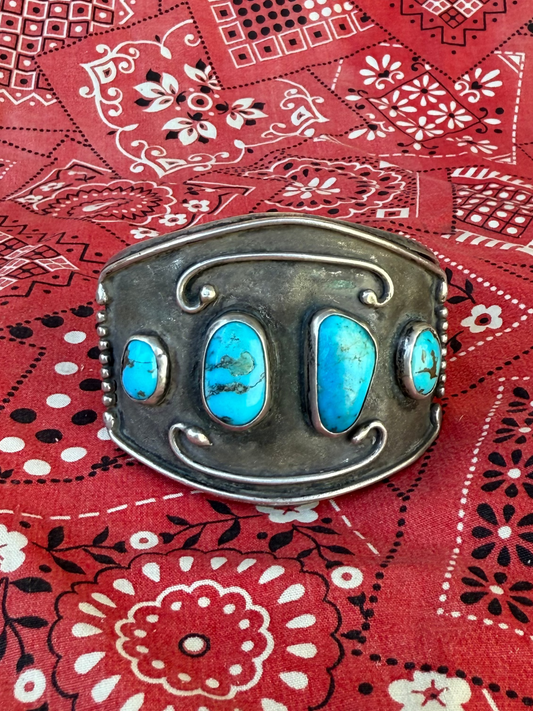 3 Band/4 Stone Edge Beading Cuff (MA)