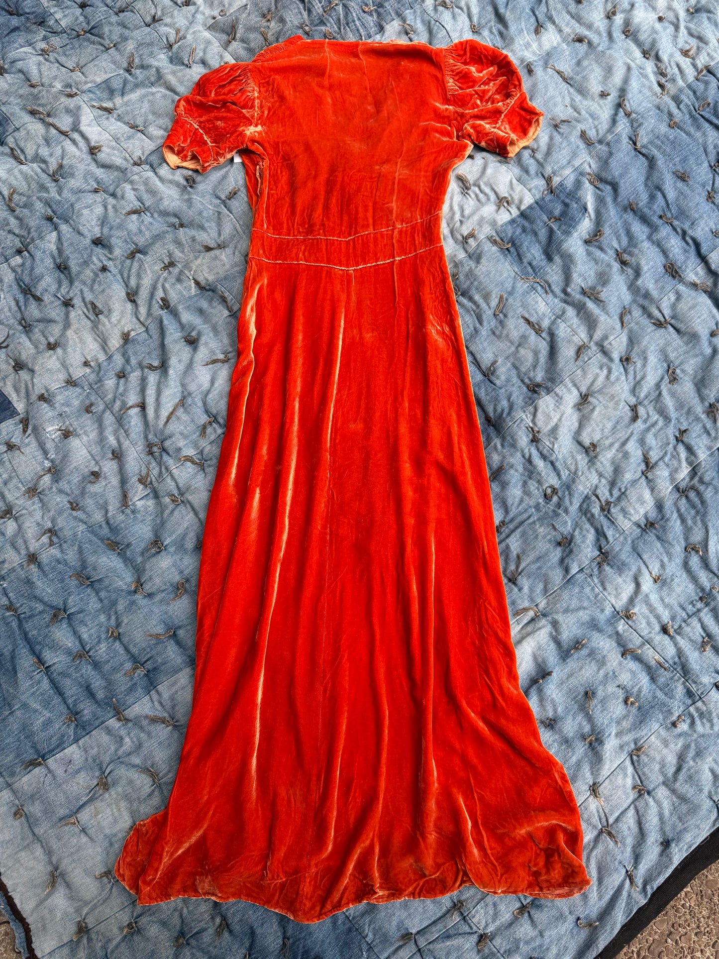 1930s Orange Velvet Dress (PS)