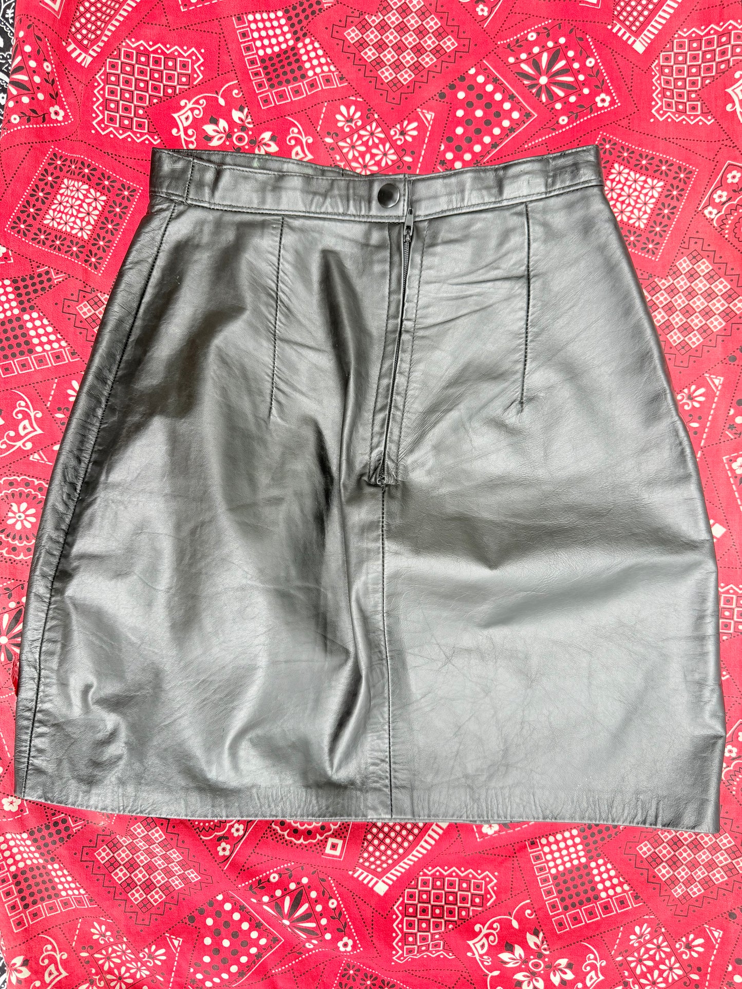 Vintage Black Leather Mini Skirt