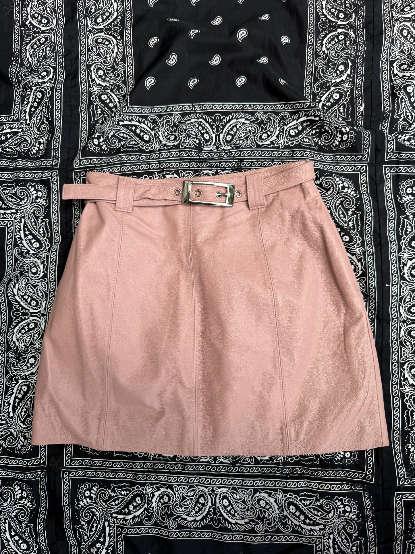 Pink Wilson's Leather Mini Skirt