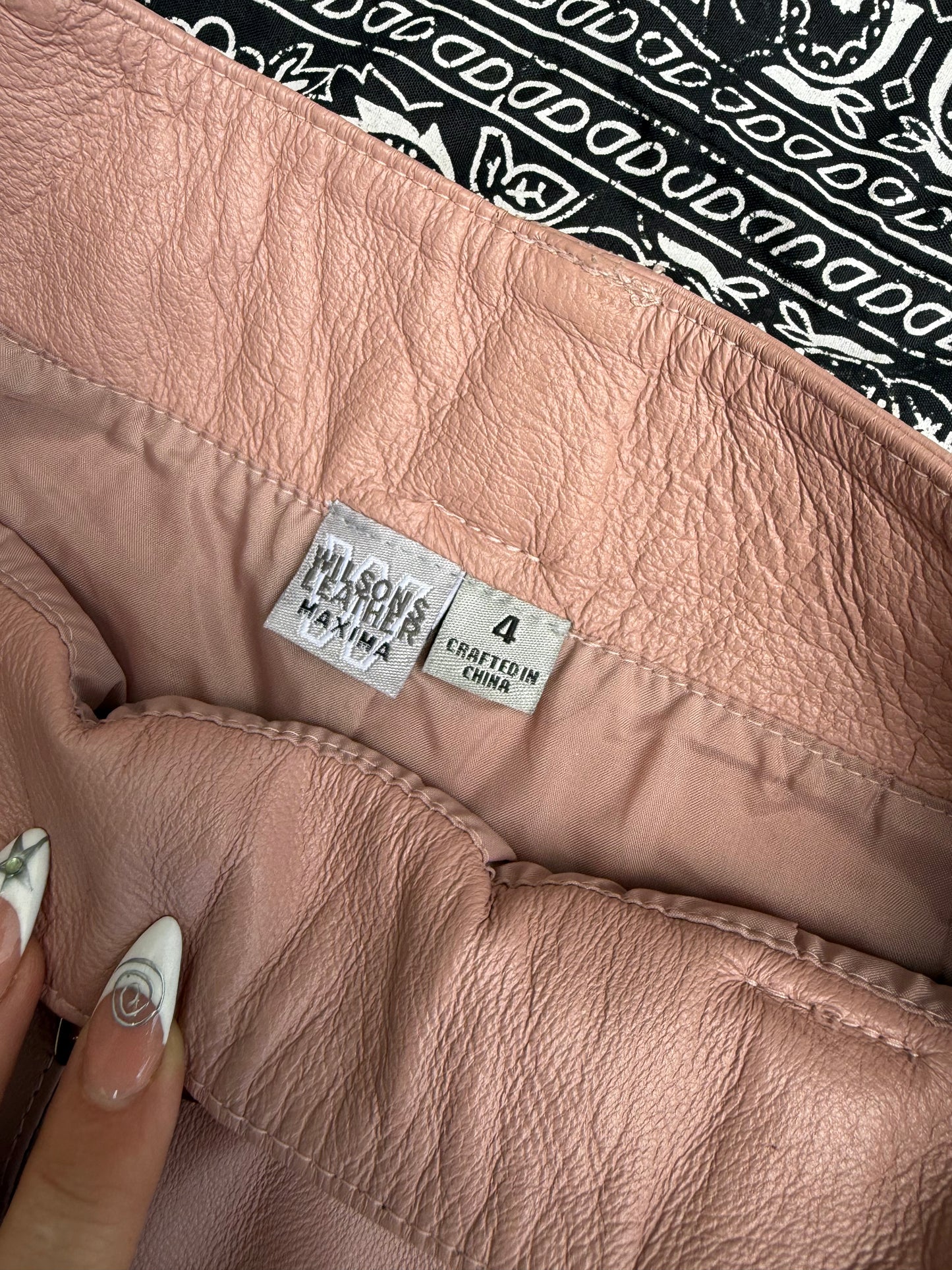 Pink Wilson's Leather Mini Skirt
