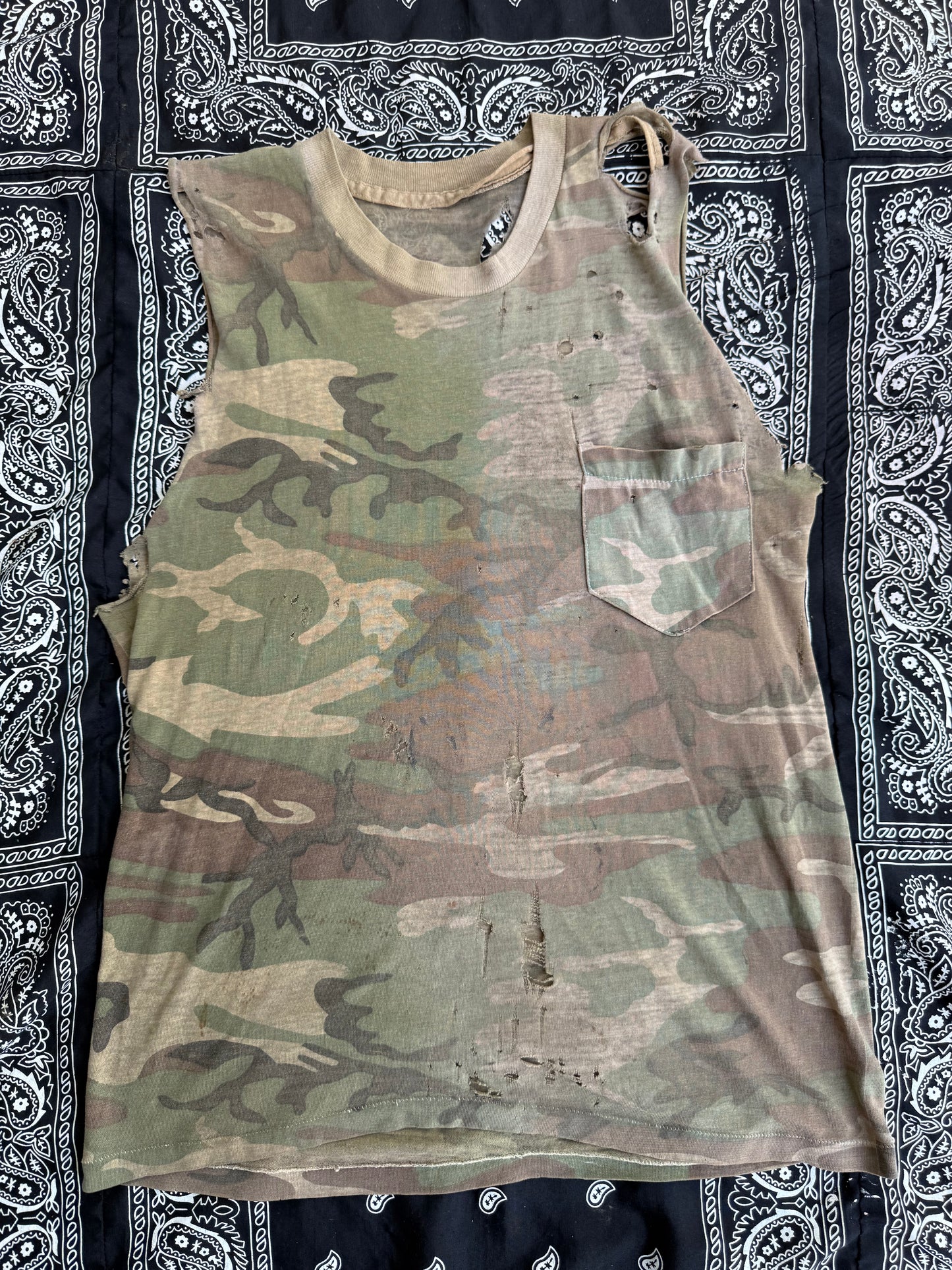 Paper Thin Distressed Camo Shirt