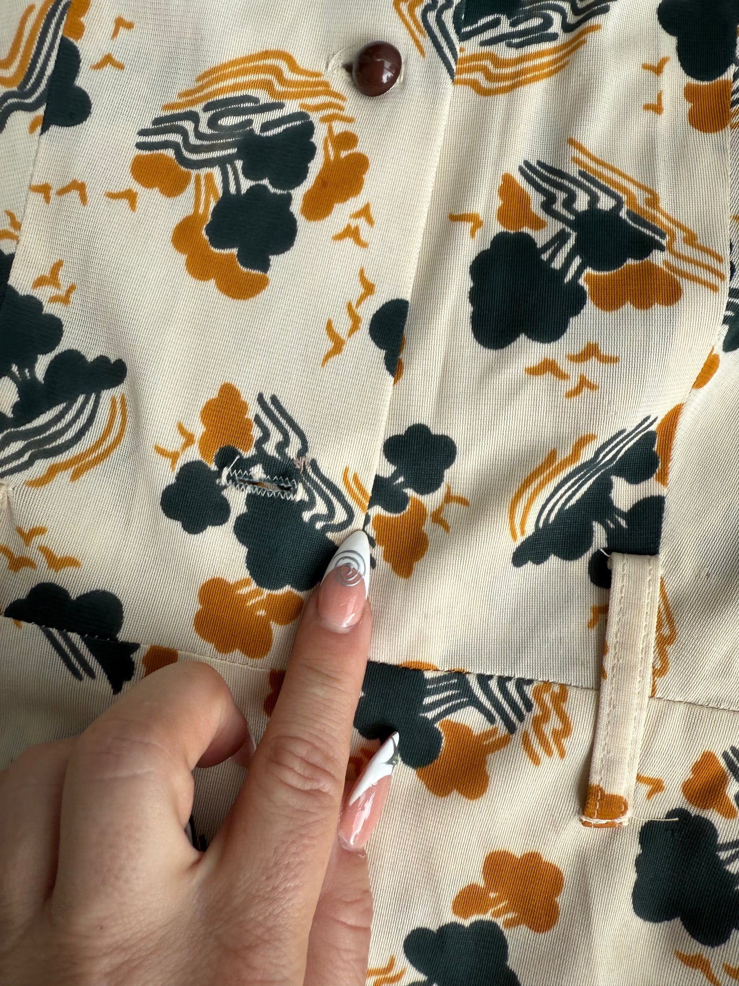 1970s Tree Print Polyester Mini Dress