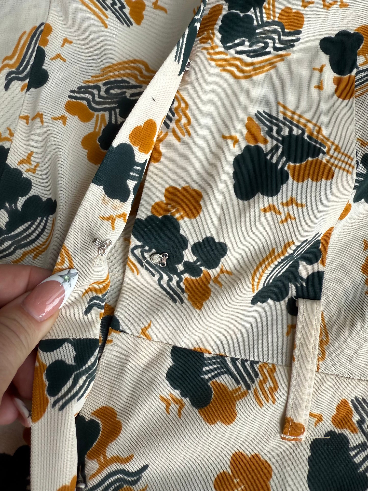1970s Tree Print Polyester Mini Dress
