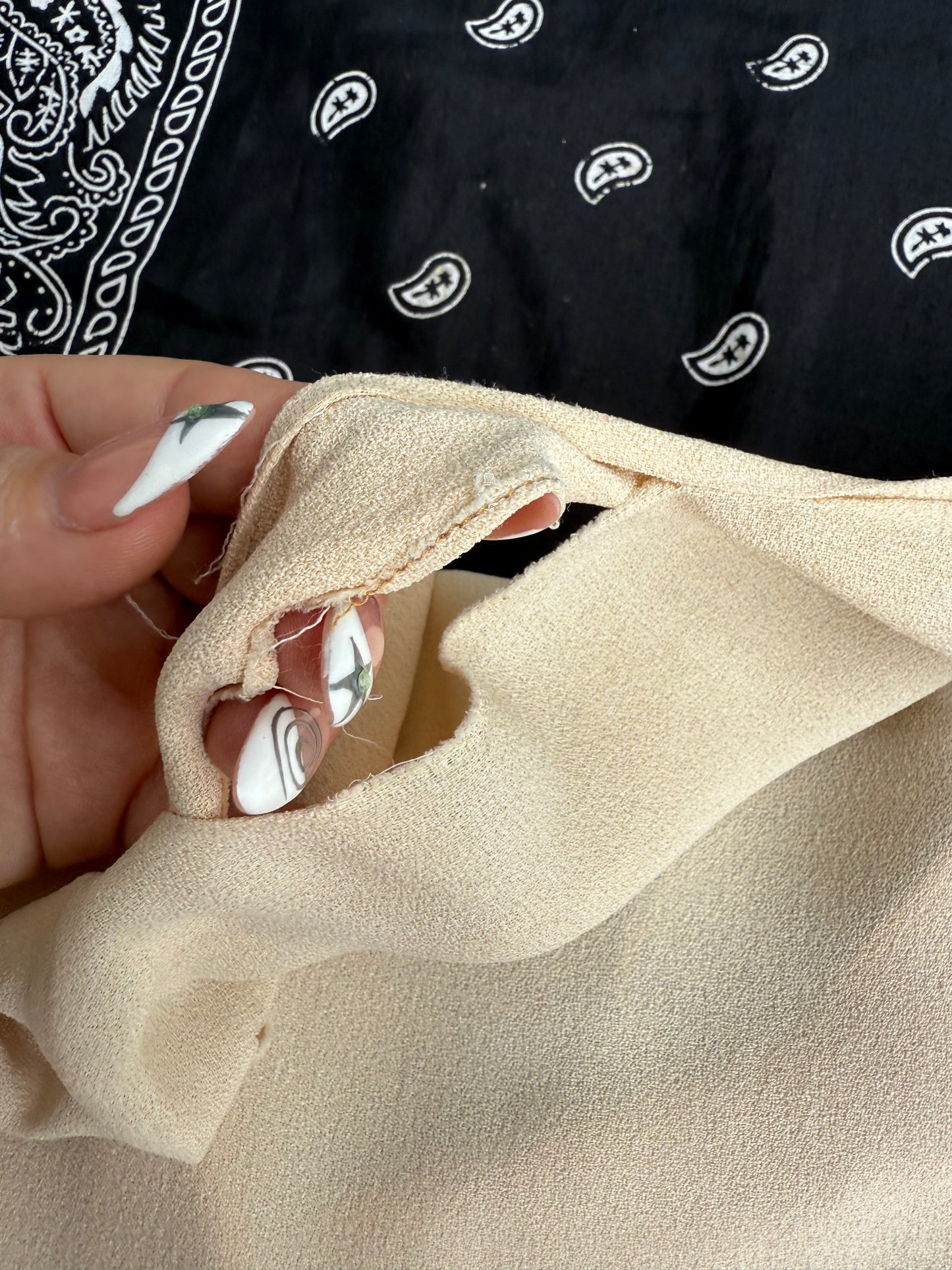 1940s Crepe Blouse w/ Clubs Buttons AS IS