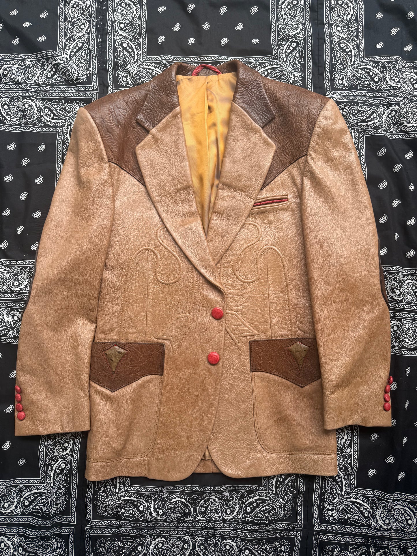 Vintage Custom Leather Blazer with Arrows Design by Mancha