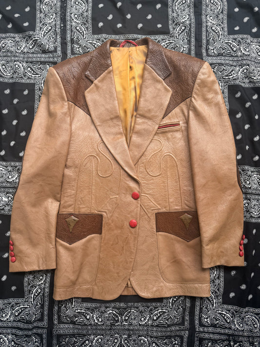 Vintage Custom Leather Blazer with Arrows Design by Mancha