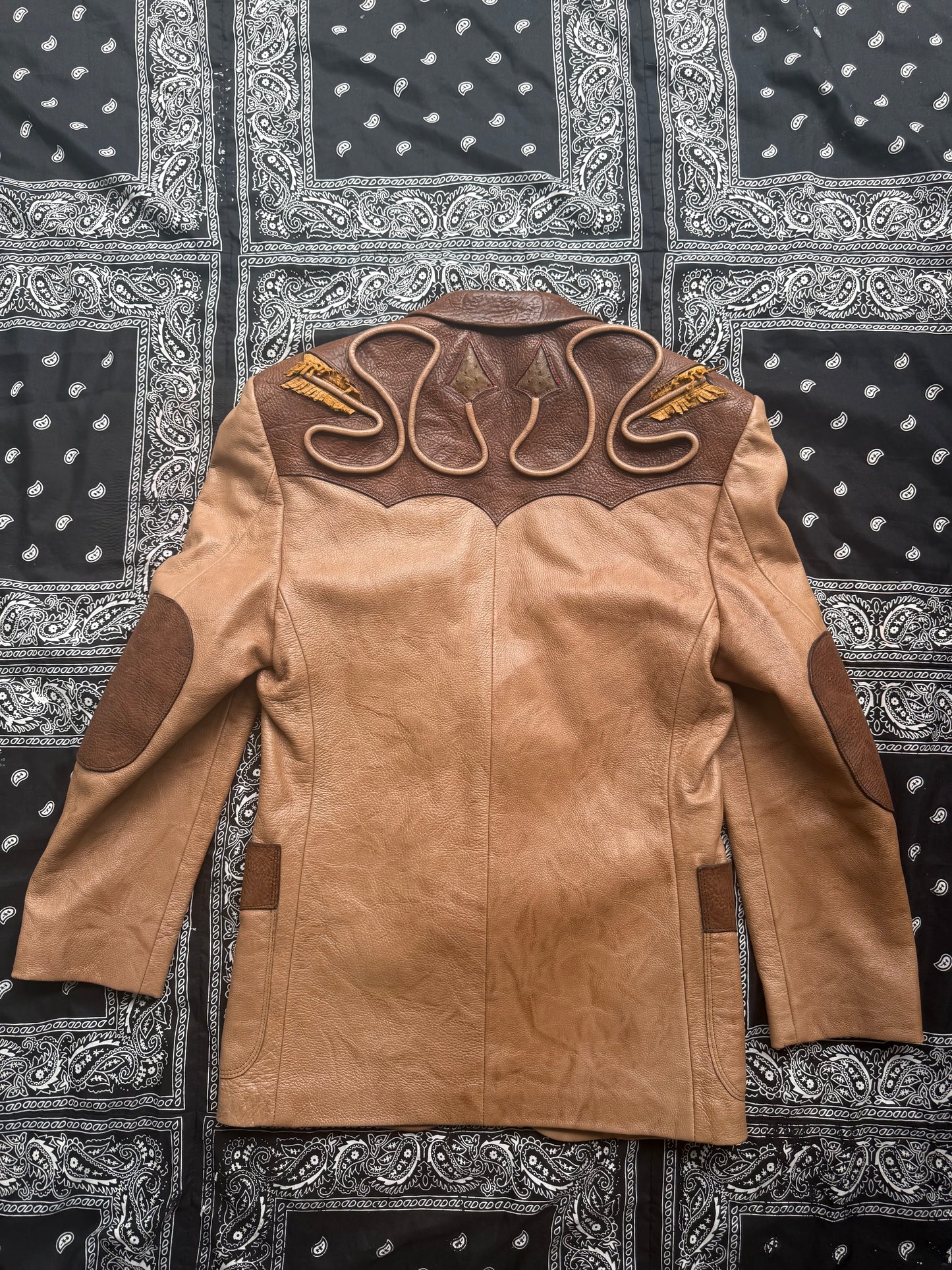Vintage Custom Leather Blazer with Arrows Design by Mancha