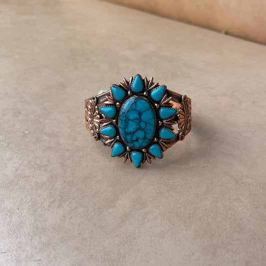 VTG Copper and Faux Turquoise Cuff