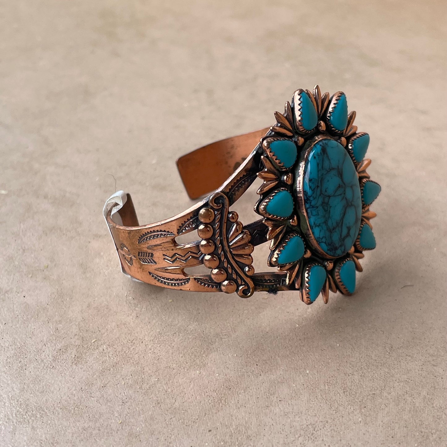 VTG Copper and Faux Turquoise Cuff