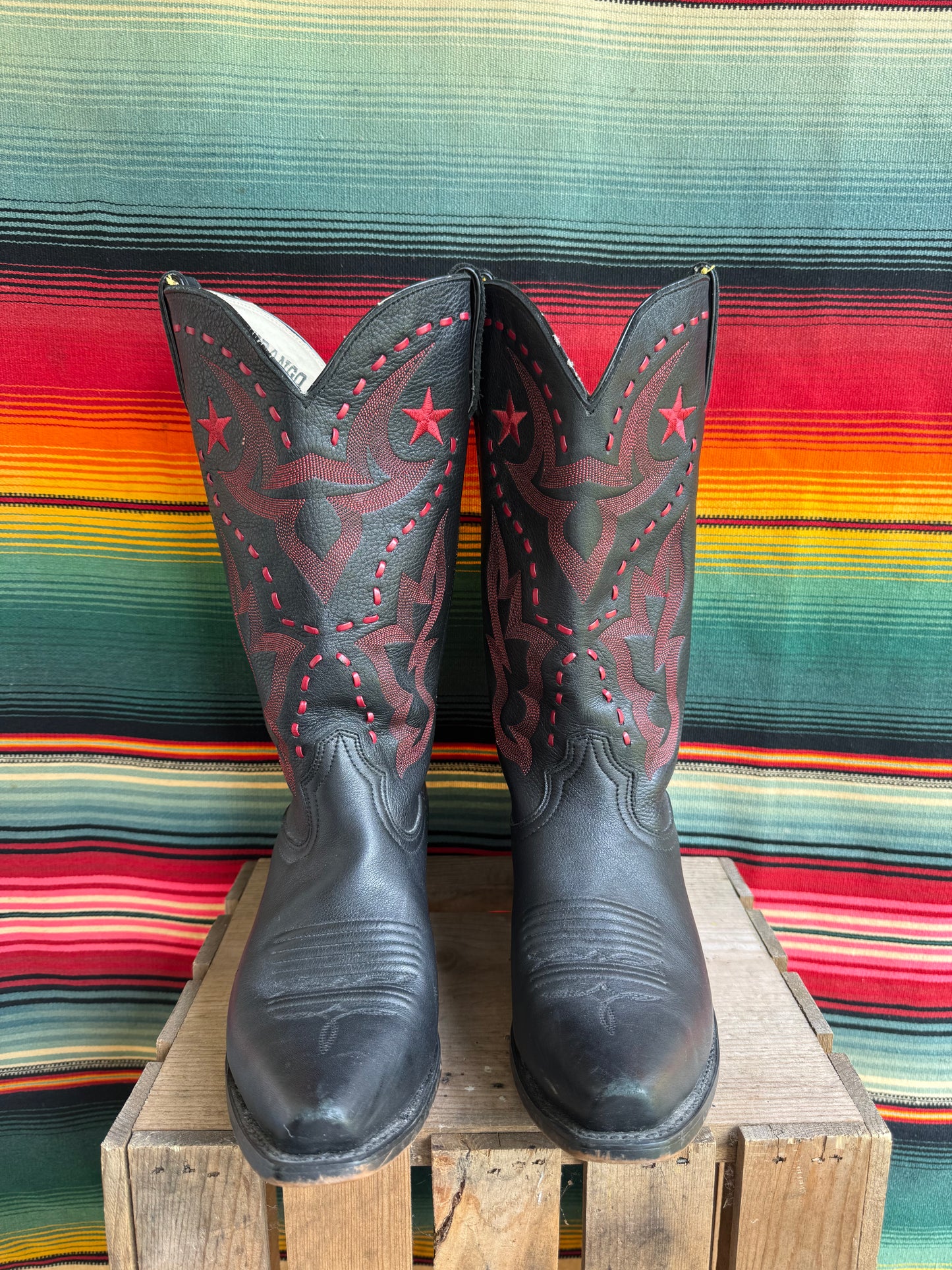 Vintage Durango Black and Red Western Boots Size 10