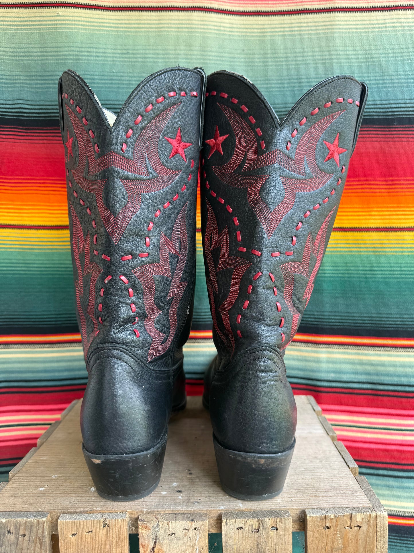 Vintage Durango Black and Red Western Boots Size 10