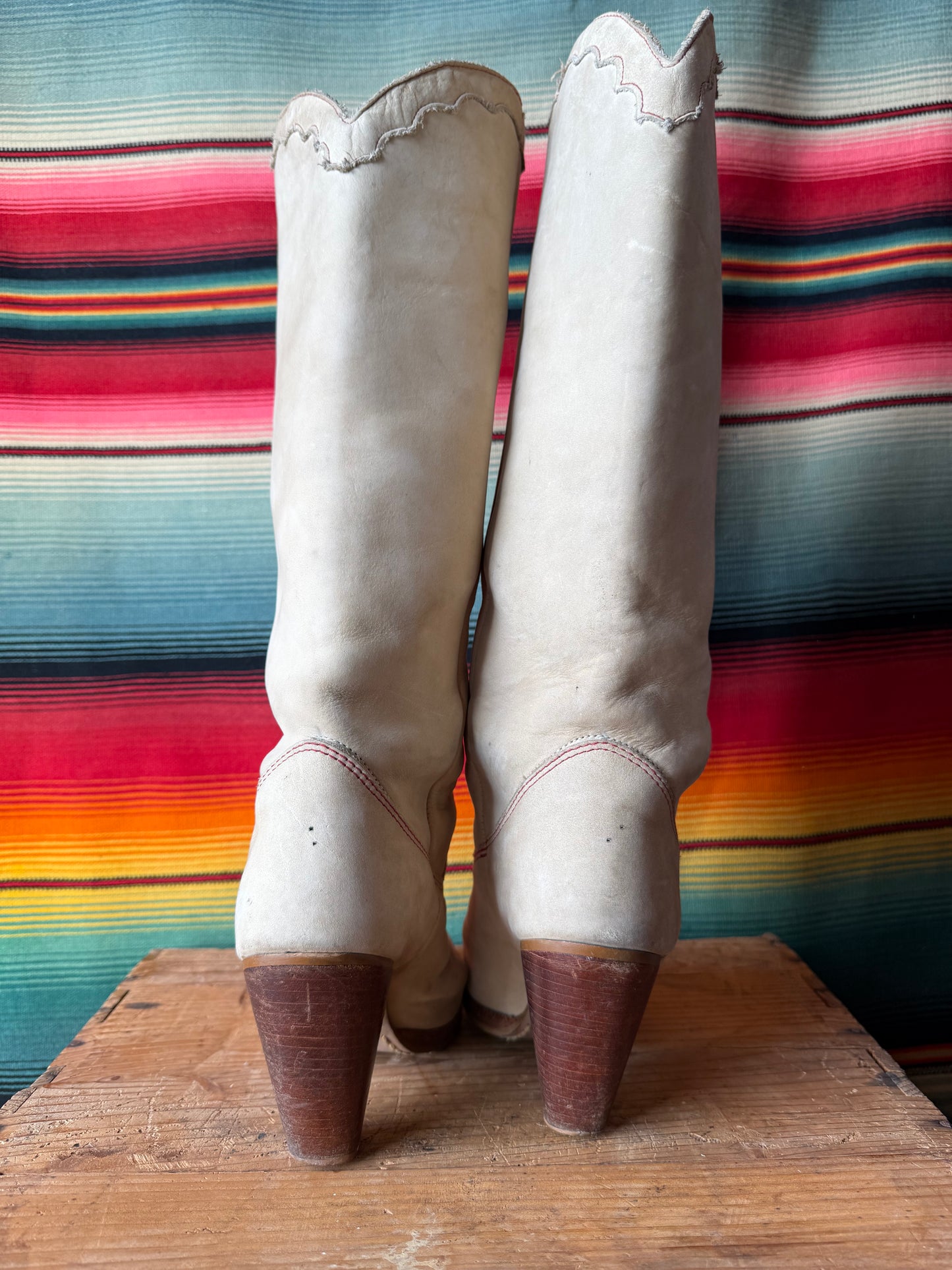 1980s Zodiac Feather Inlay Boots 6.5