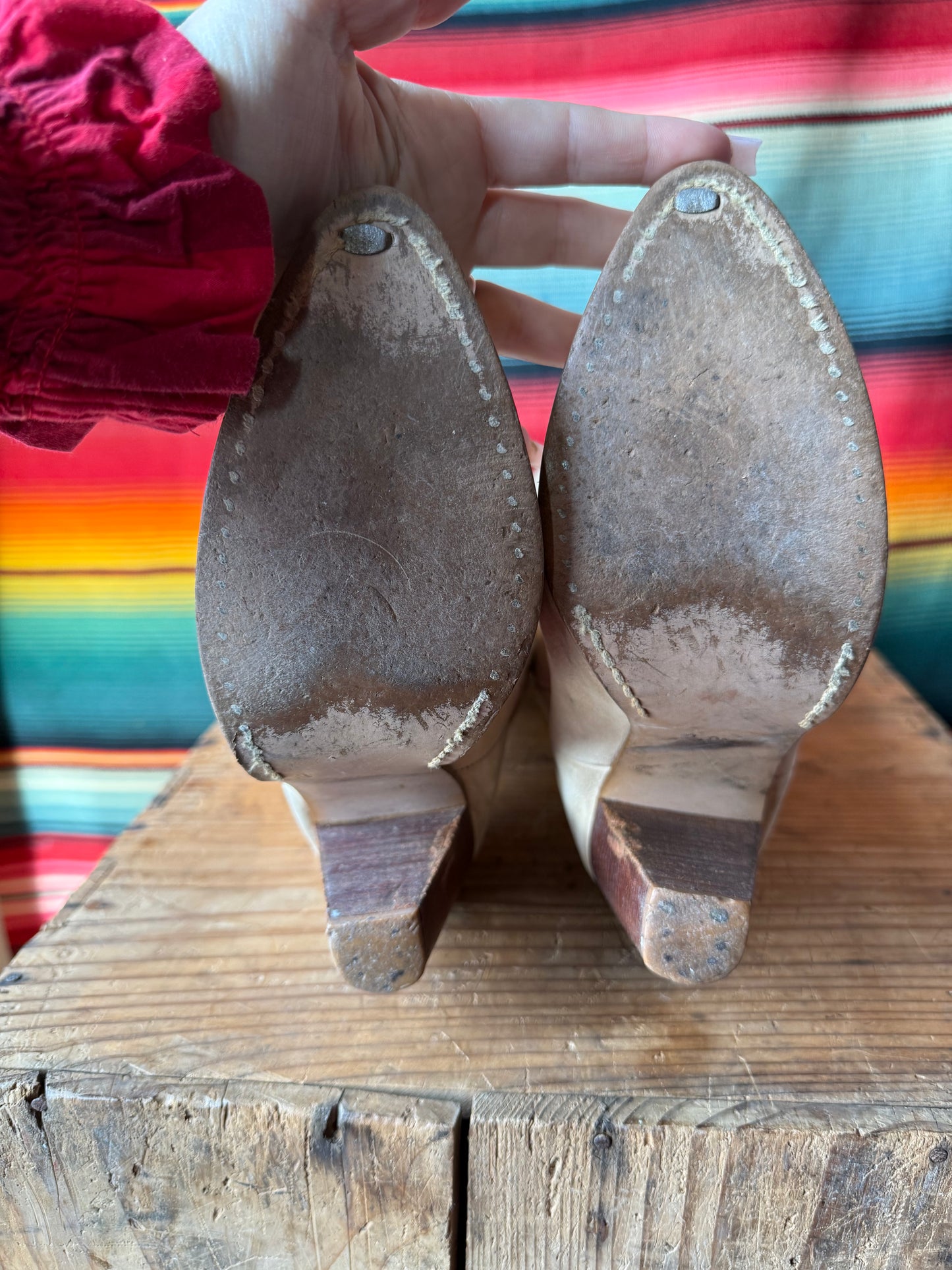 1980s Zodiac Feather Inlay Boots 6.5